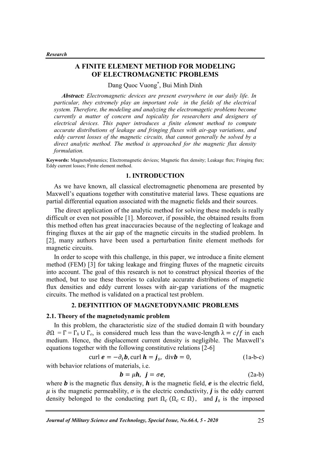 A finite element method for modeling of electromagnetic problems trang 1