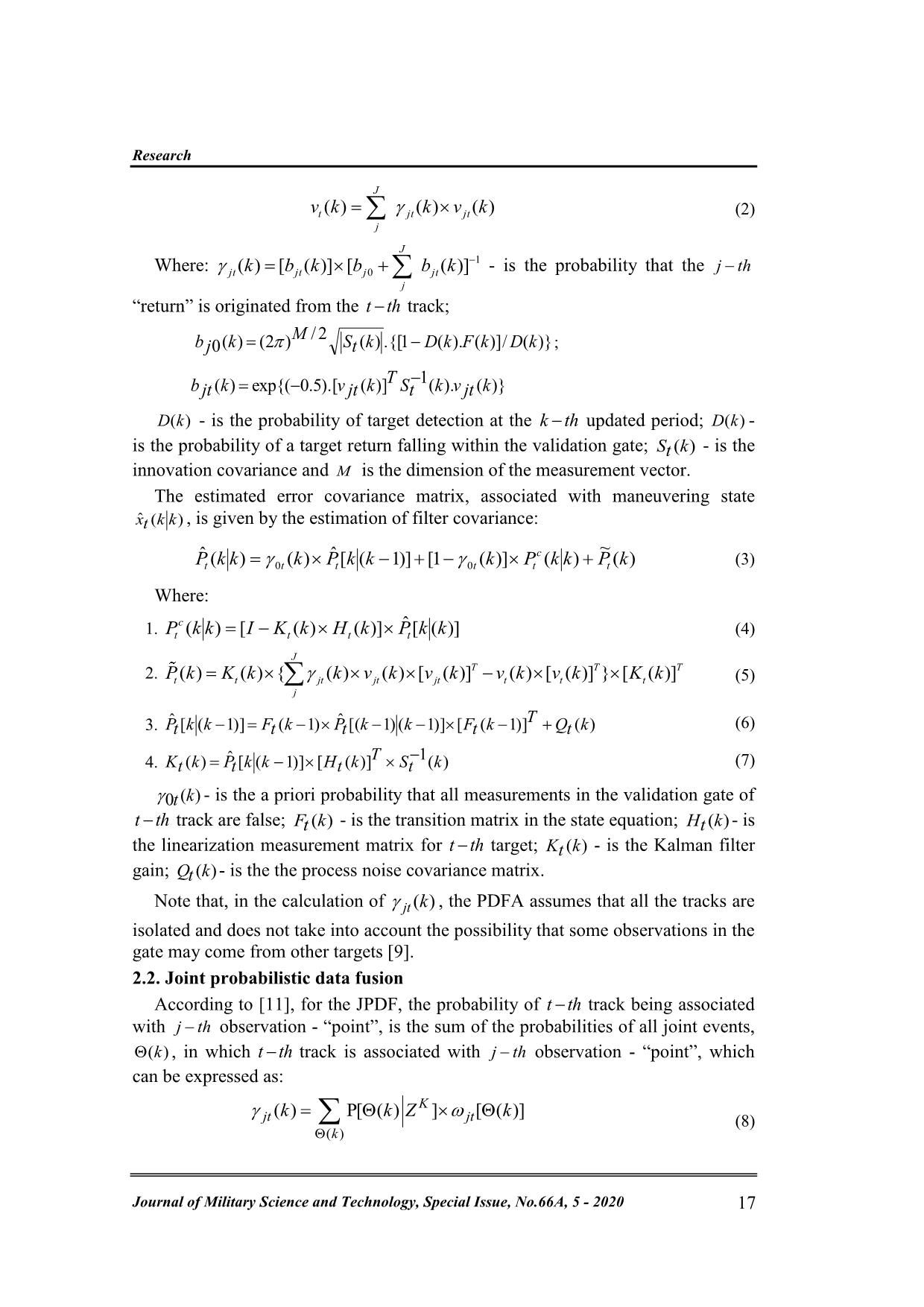 An approach to solve the problem of data fusion for multi - target tracking using fuzzy logic trang 2