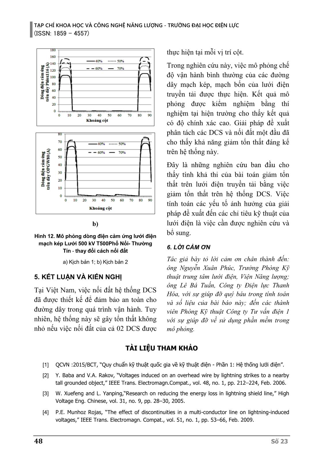 Ảnh hưởng của điện áp cảm ứng và giải pháp giảm tổn thất trên dây chống sét đường dây truyền tải mạch kép trên lưới điện truyền tải miền Bắc Việt Nam trang 10