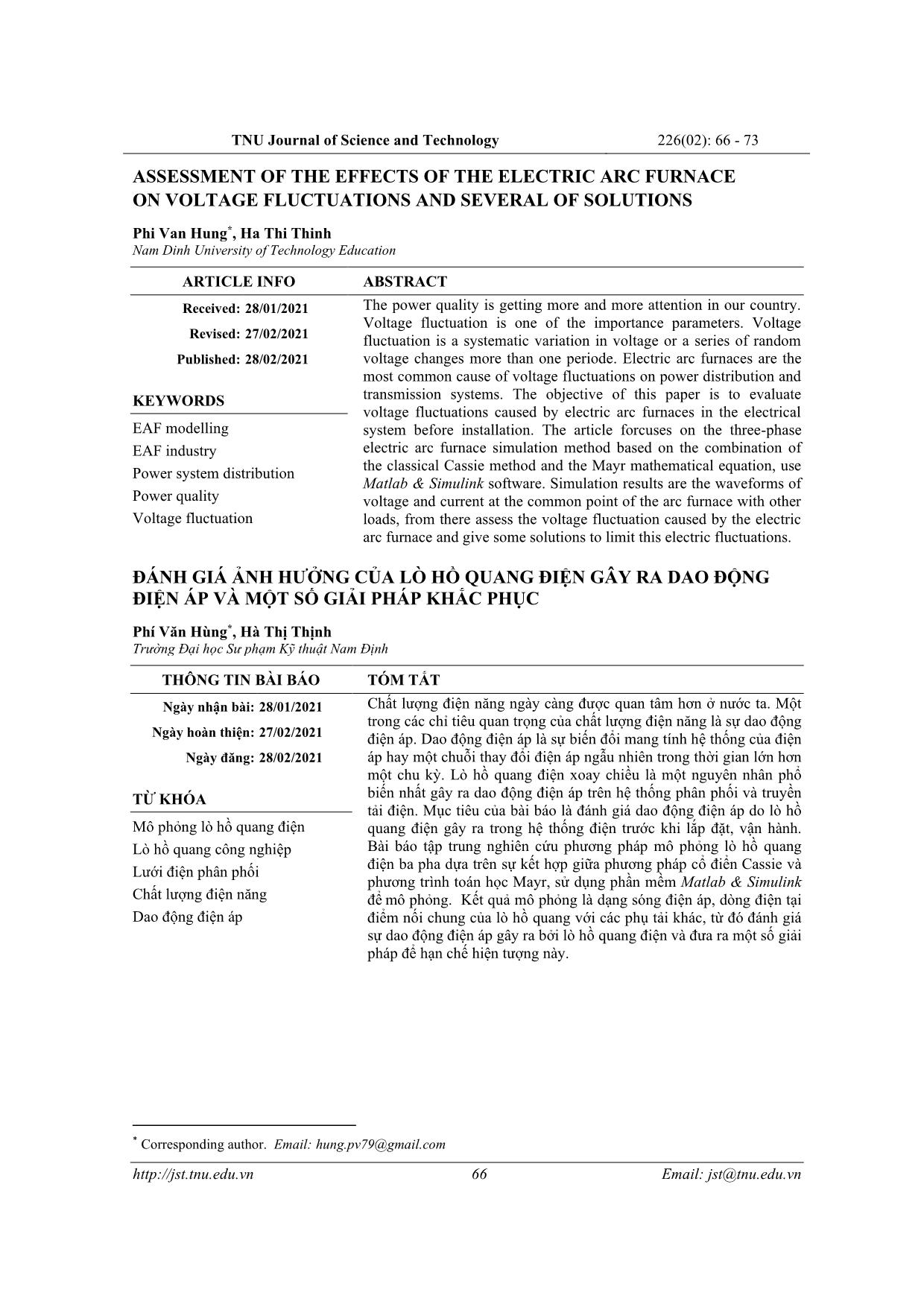 Assessment of the effects of the electric arc furnace on voltage fluctuations and several of solutions trang 1