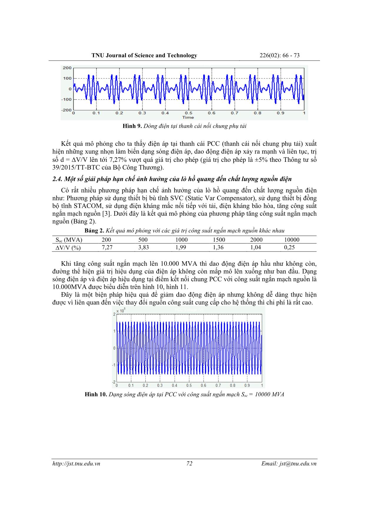 Assessment of the effects of the electric arc furnace on voltage fluctuations and several of solutions trang 7