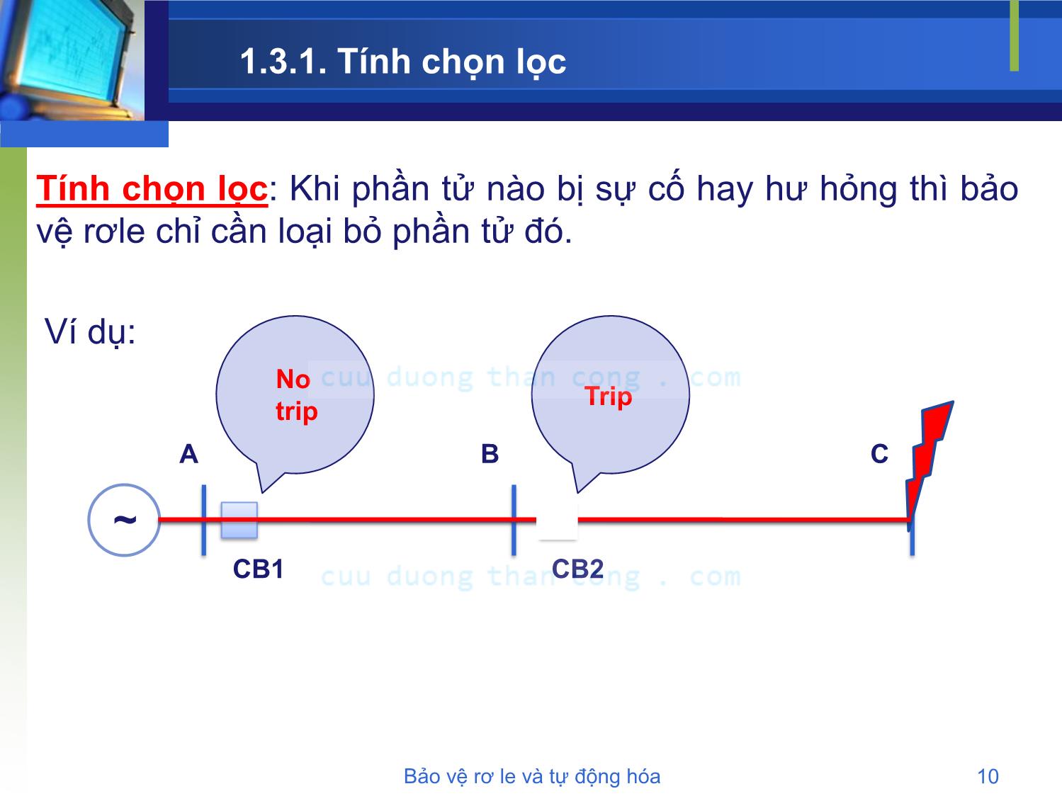 Bài giảng Bảo vệ rơle và tự động hóa - Chương 1: Tổng quan về hệ thống bảo vệ - Phạm Thị Minh Thái trang 10