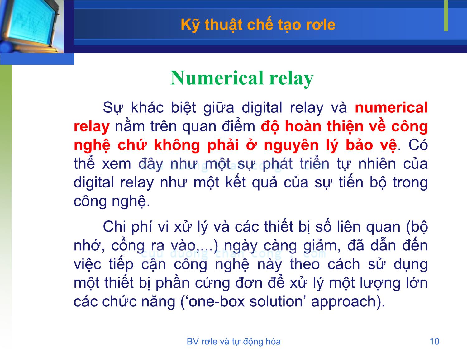 Bài giảng Bảo vệ rơle và tự động hóa - Chương 2: Kỹ thuật chế tạo rơle - Phạm Thị Minh Thái trang 10