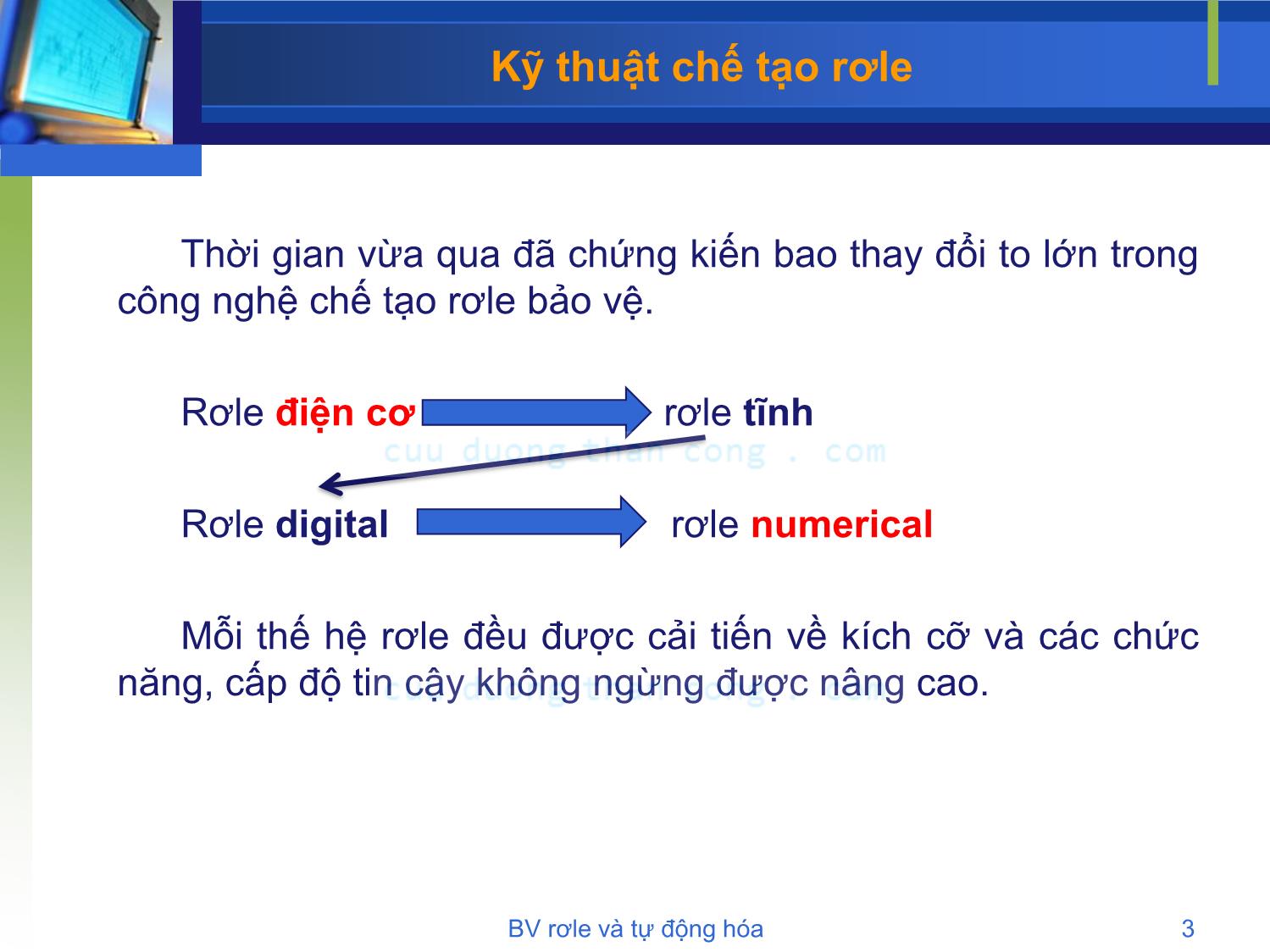 Bài giảng Bảo vệ rơle và tự động hóa - Chương 2: Kỹ thuật chế tạo rơle - Phạm Thị Minh Thái trang 3