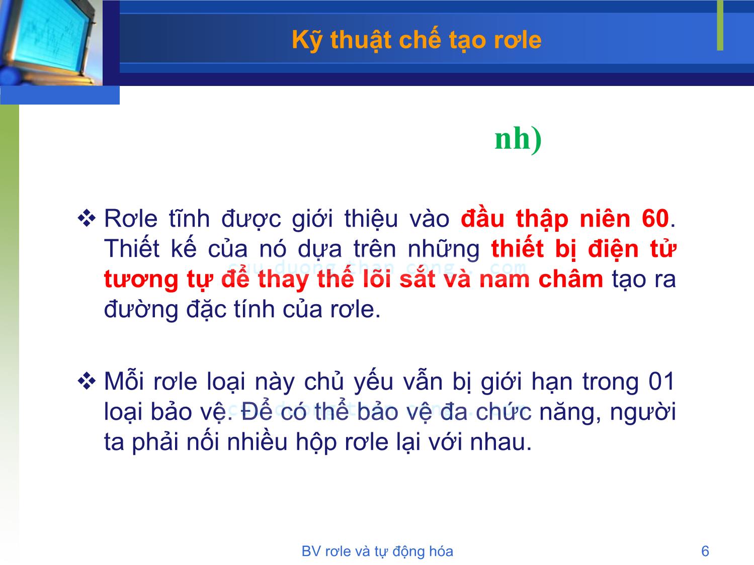 Bài giảng Bảo vệ rơle và tự động hóa - Chương 2: Kỹ thuật chế tạo rơle - Phạm Thị Minh Thái trang 6