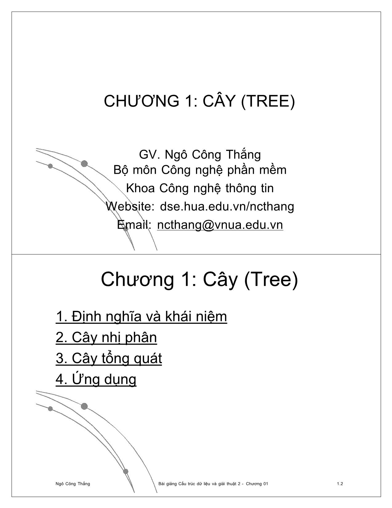 Bài giảng Cấu trúc dữ liệu và giải thuật 2 - Chương 1: Cây (Tree) - Ngô Công Thắng trang 1