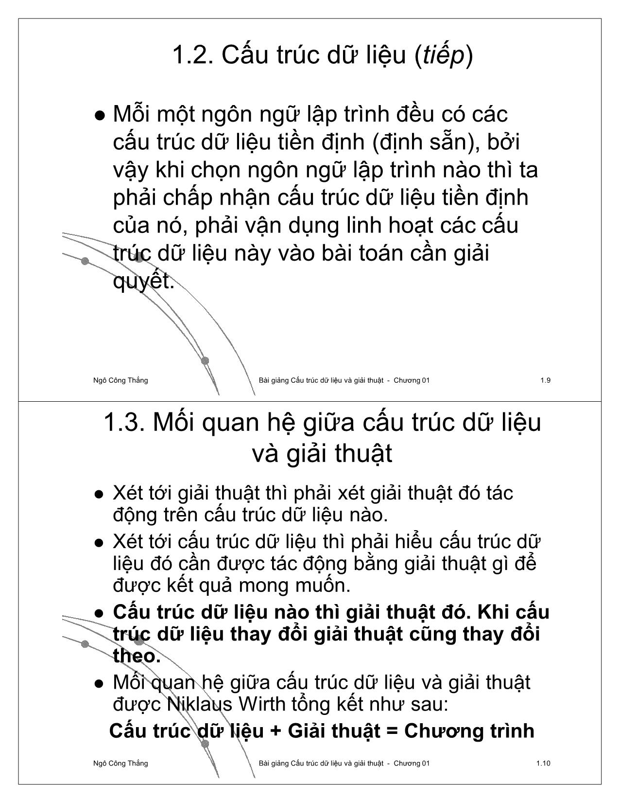 Bài giảng Cấu trúc dữ liệu và giải thuật - Chương 1: Cấu trúc dữ liệu và giải thuật - Ngô Công Thắng trang 5