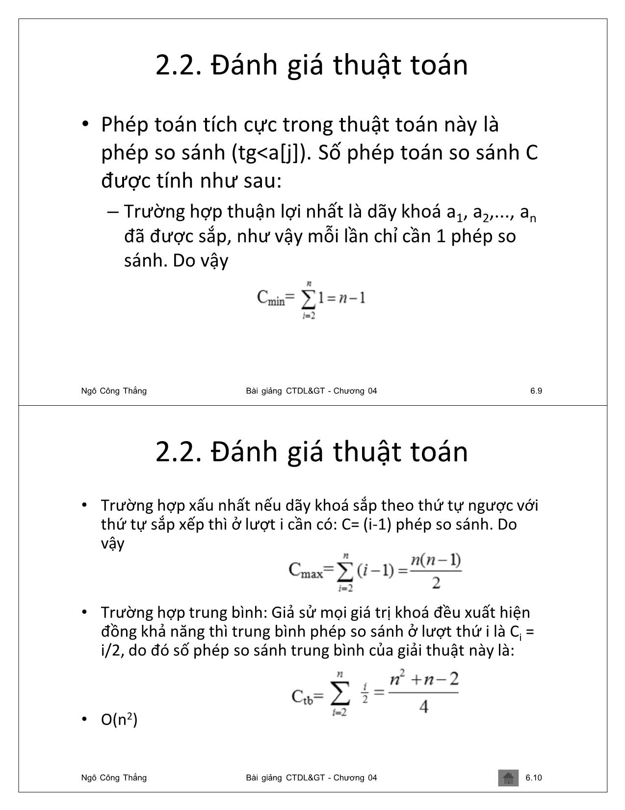 Bài giảng Cấu trúc dữ liệu và giải thuật - Chương 4: Giải thuật sắp xếp và tìm kiếm đơn giản - Ngô Công Thắng trang 5