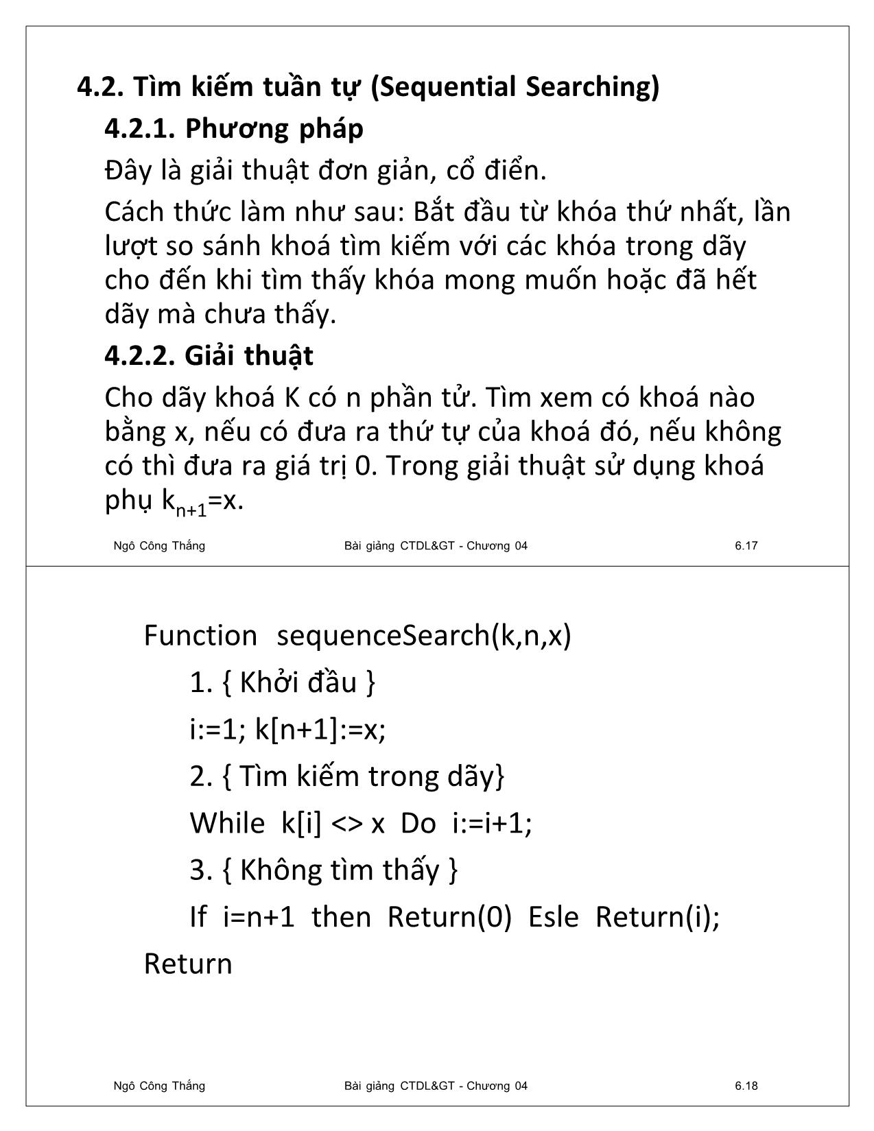 Bài giảng Cấu trúc dữ liệu và giải thuật - Chương 4: Giải thuật sắp xếp và tìm kiếm đơn giản - Ngô Công Thắng trang 9