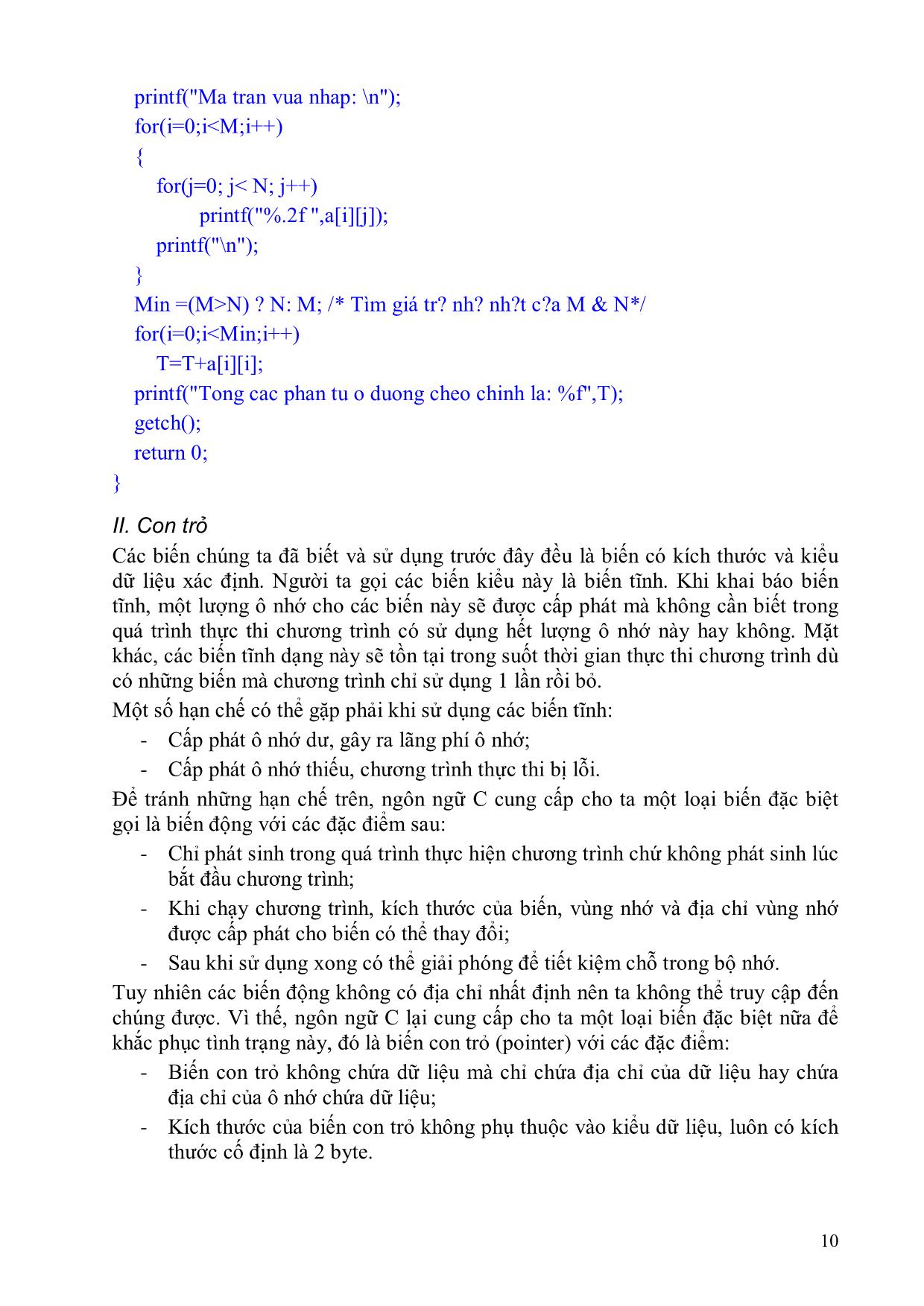 Bài giảng Cơ sở lập trình - Bài 6a: Mảng và con trỏ trang 10