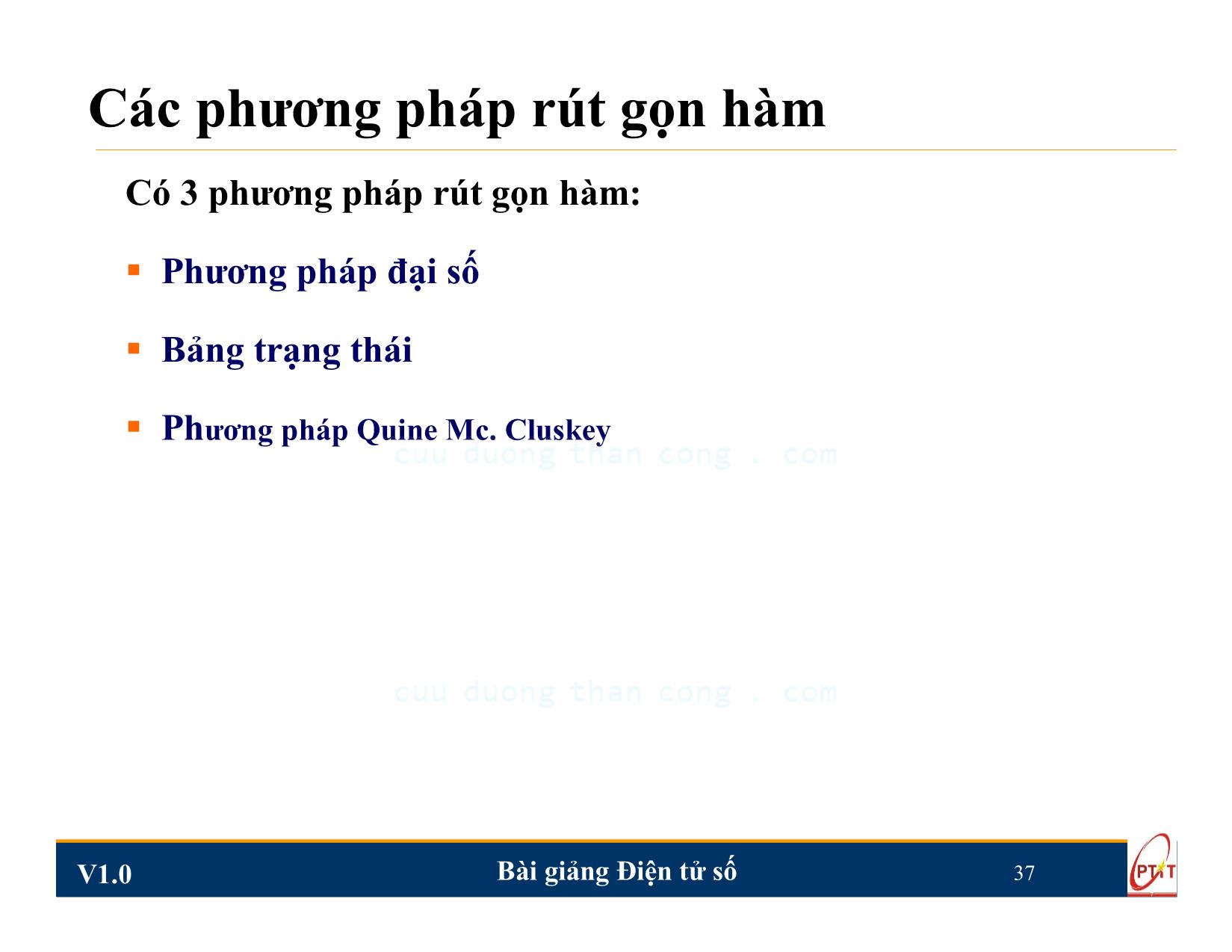 Bài giảng Điện tử số - Chương 2: Đại số Boole và các phương pháp biểu diễn hàm - Nguyễn Trung Hiếu trang 8