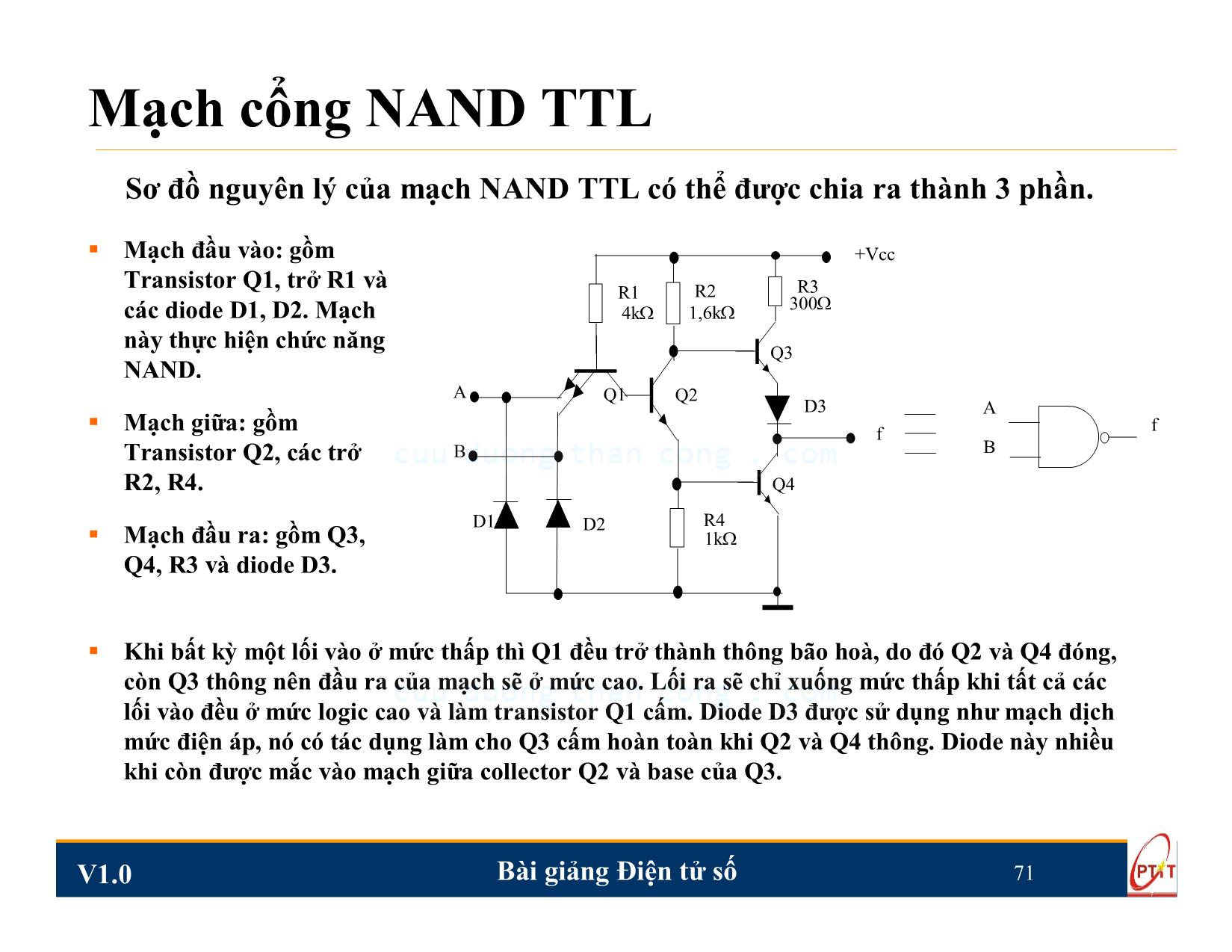 Bài giảng Điện tử số - Chương 3: Cổng logic TTL và CMOS - Nguyễn Trung Hiếu trang 10