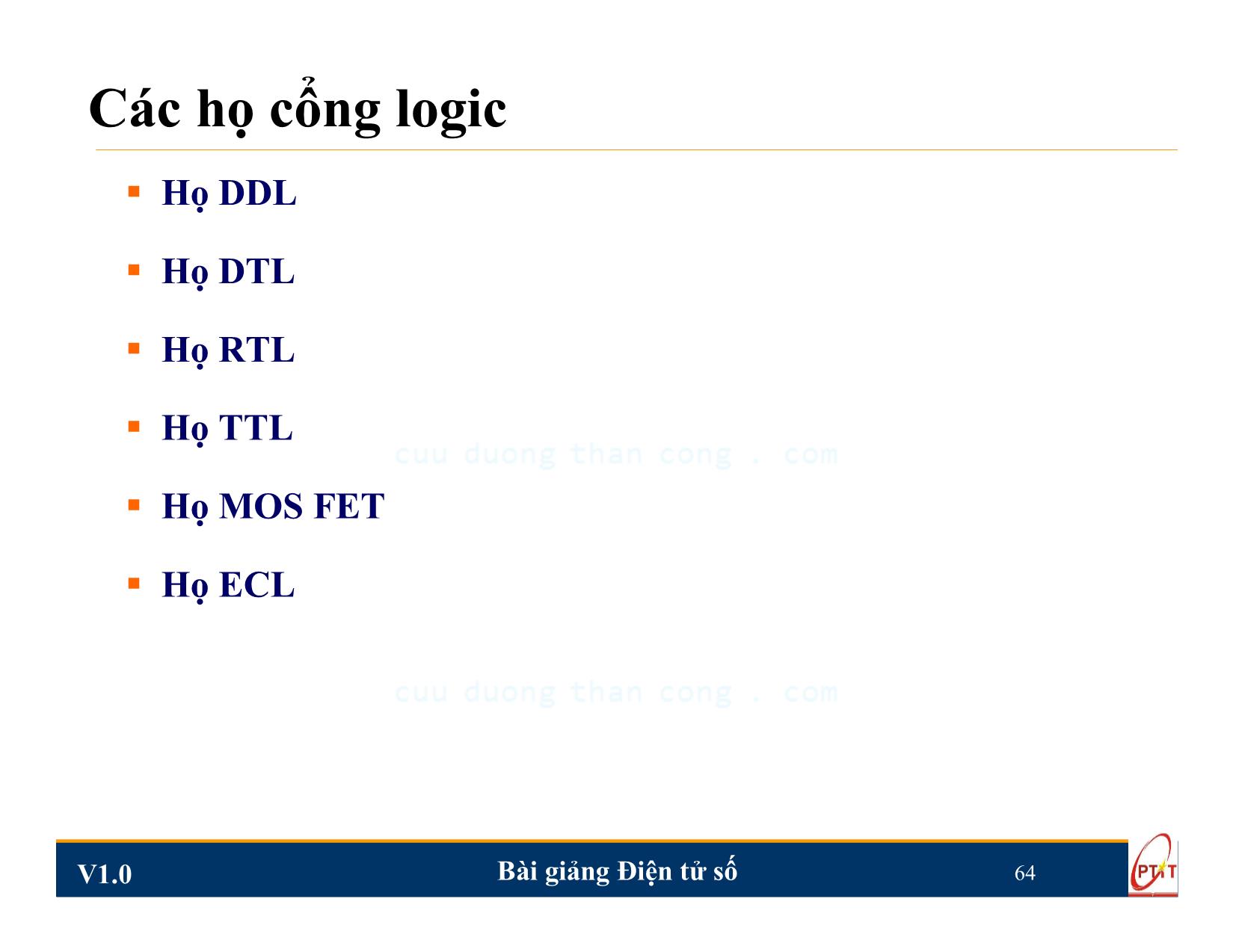 Bài giảng Điện tử số - Chương 3: Cổng logic TTL và CMOS - Nguyễn Trung Hiếu trang 3