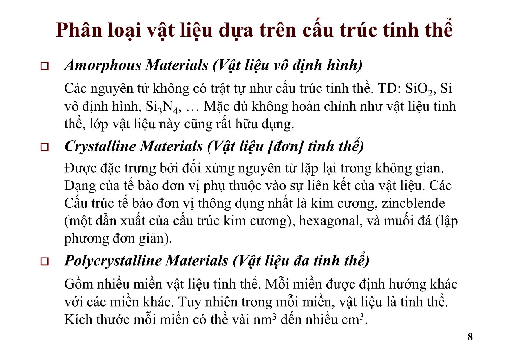 Bài giảng Dụng cụ bán dẫn - Chương 2: Dải năng lượng và nồng độ hạt dẫn ở cân bằng nhiệt - Hồ Trung Mỹ trang 8