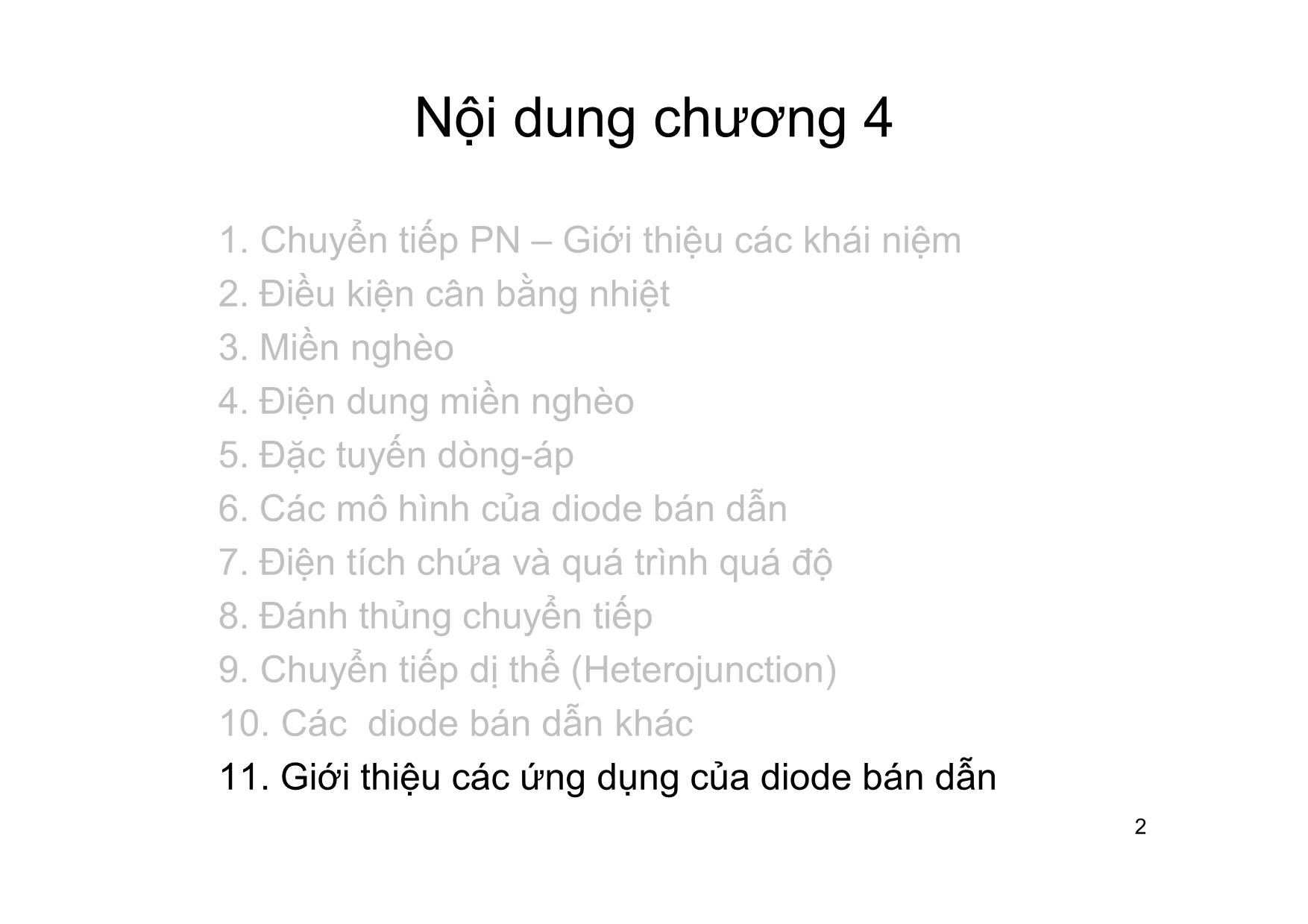 Bài giảng Dụng cụ bán dẫn - Chương 4, Phần 4: Chuyển tiếp PN - Hồ Trung Mỹ trang 2