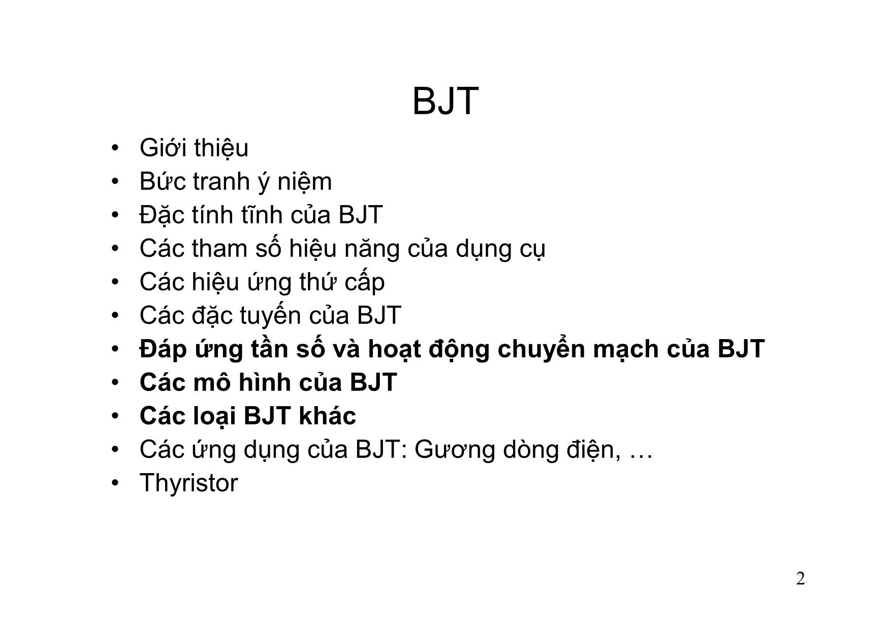 Bài giảng Dụng cụ bán dẫn - Chương 5: BJT - Hồ Trung Mỹ trang 2