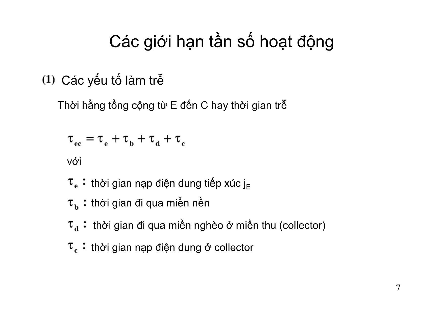 Bài giảng Dụng cụ bán dẫn - Chương 5: BJT - Hồ Trung Mỹ trang 7