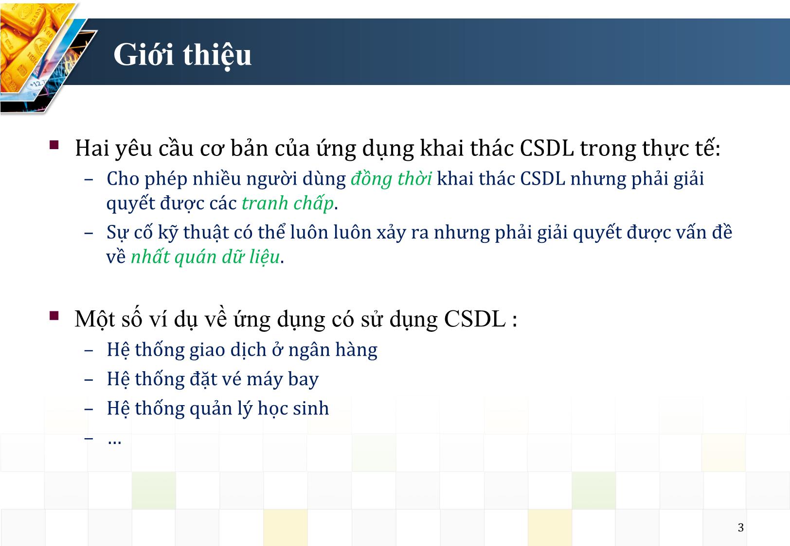 Bài giảng Hệ quản trị cơ sở dữ liệu - Chương 2: Giao tác và lịch giao tác - Nguyễn Trường Sơn trang 3