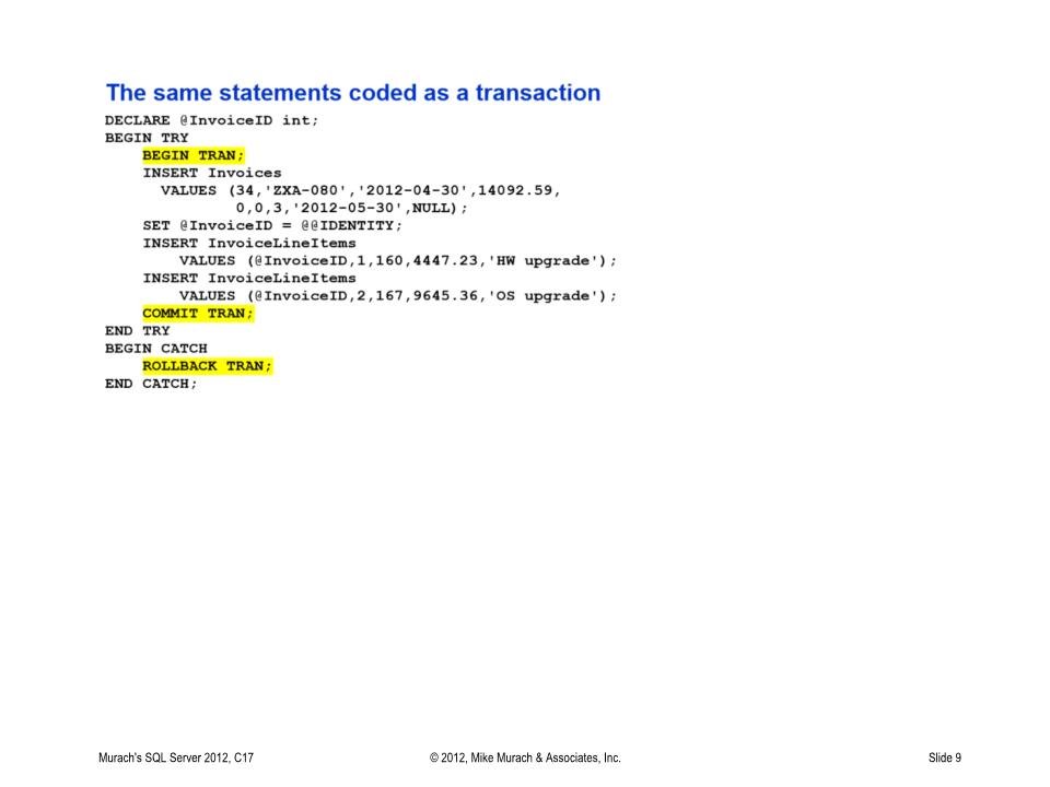 Bài giảng Hệ quản trị cơ sở dữ liệu SQL Server - Lecture 11: How to manage transactions and locking - Lê Thị Tú Kiên trang 9