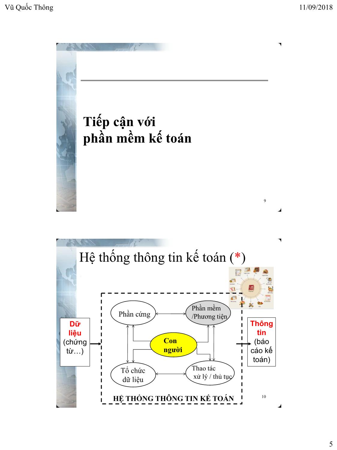 Bài giảng Hệ thống thông tin kế toán 2 - Chương 1: Tiếp cận với phần mềm kế toán - Vũ Quốc Thông trang 5