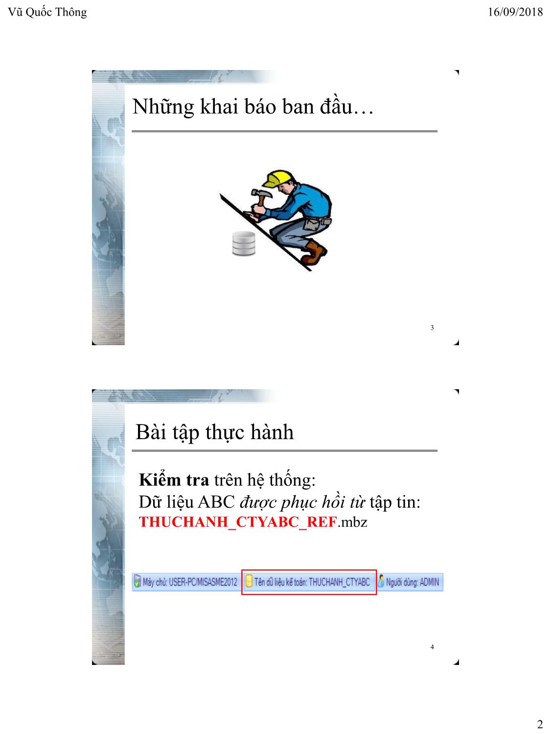 Bài giảng Hệ thống thông tin kế toán 2 - Chương 2: Thiết lập hệ thống thông tin kế toán - Vũ Quốc Thông trang 2