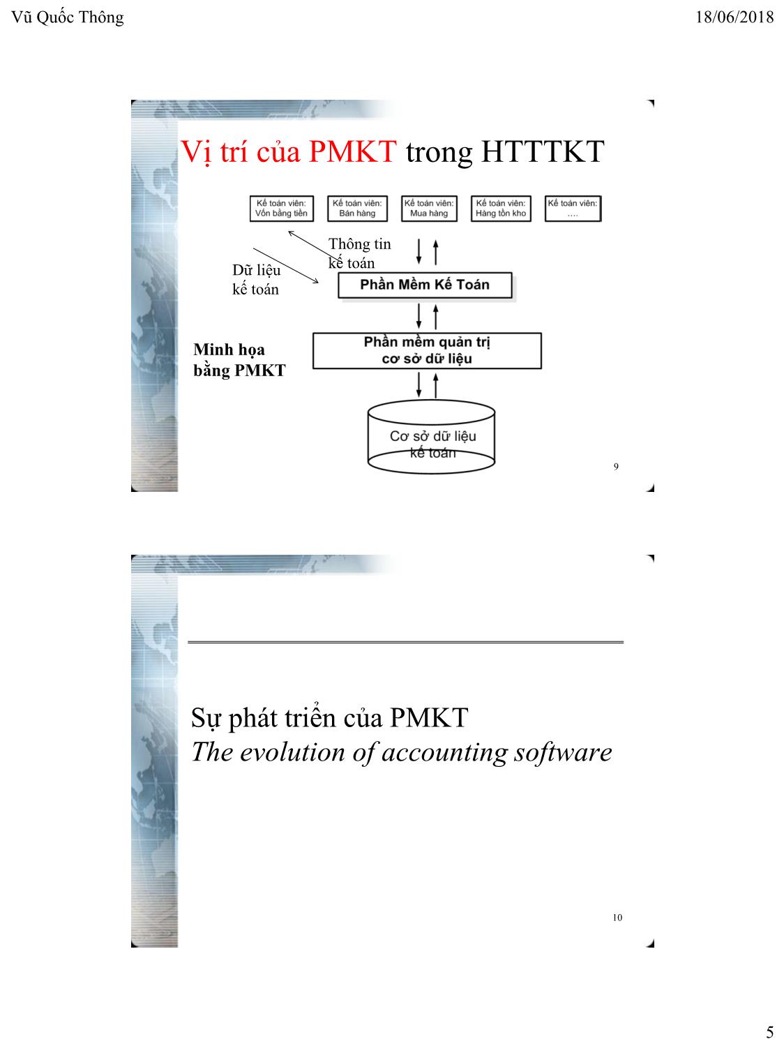 Bài giảng Hệ thống thông tin kế toán 2 - Chương 6: Một số chủ đề liên quan đến phần mềm kế toán - Vũ Quốc Thông trang 5