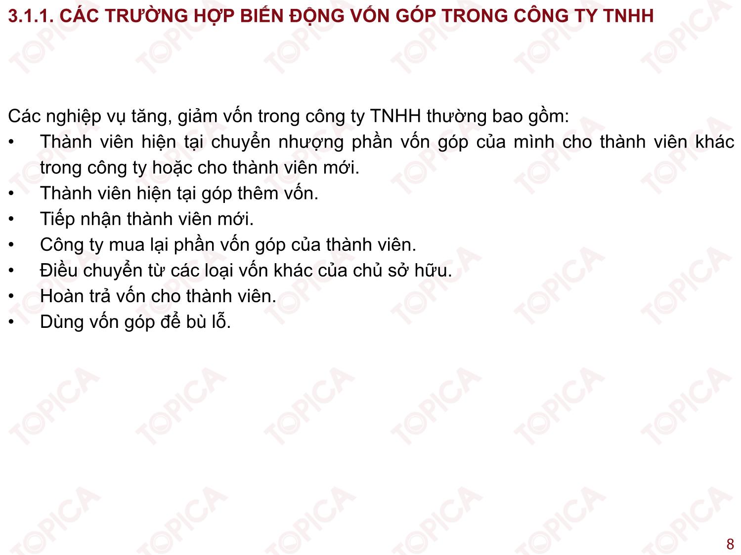 Bài giảng Kế toán công ty - Bài 3: Kế toán biến động vốn góp trong các công ty - Nguyễn Minh Phương trang 8