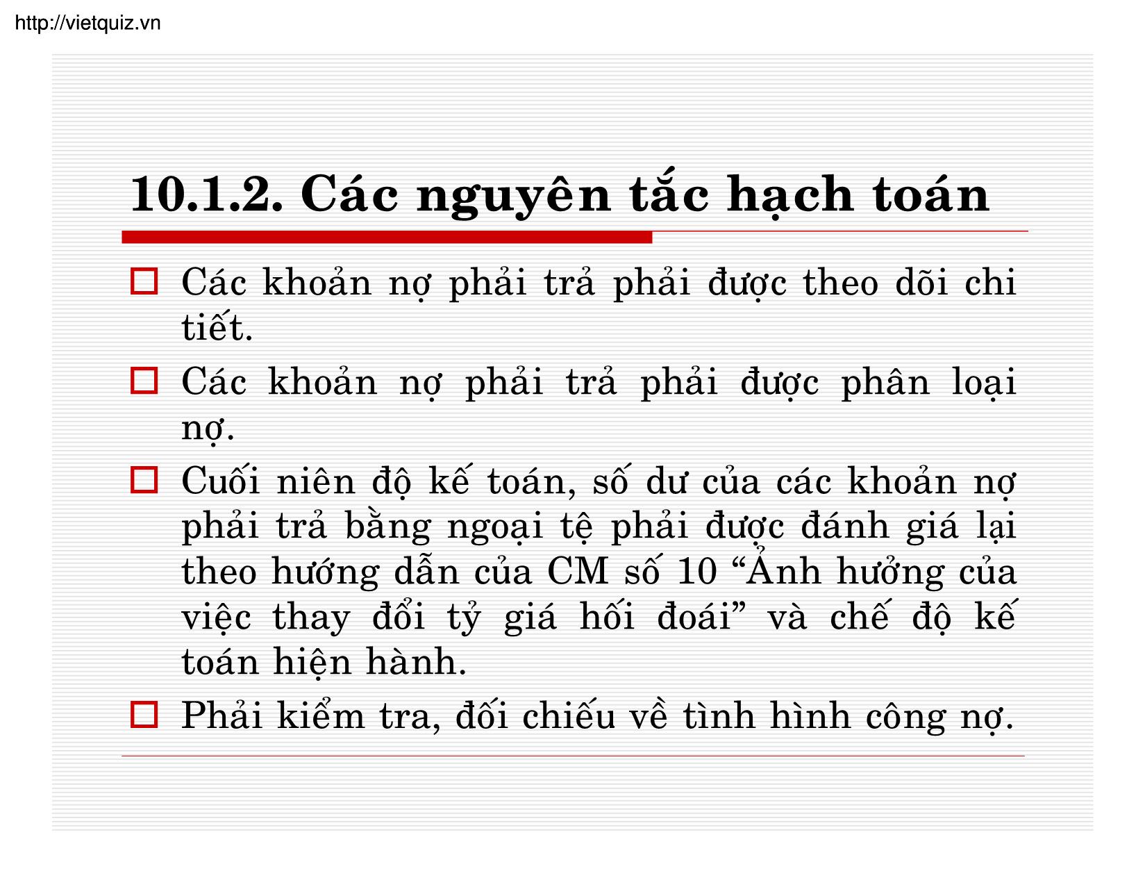 Bài giảng Kế toán doanh nghiệp - Chương 10: Kế toán nợ phải trả trang 5