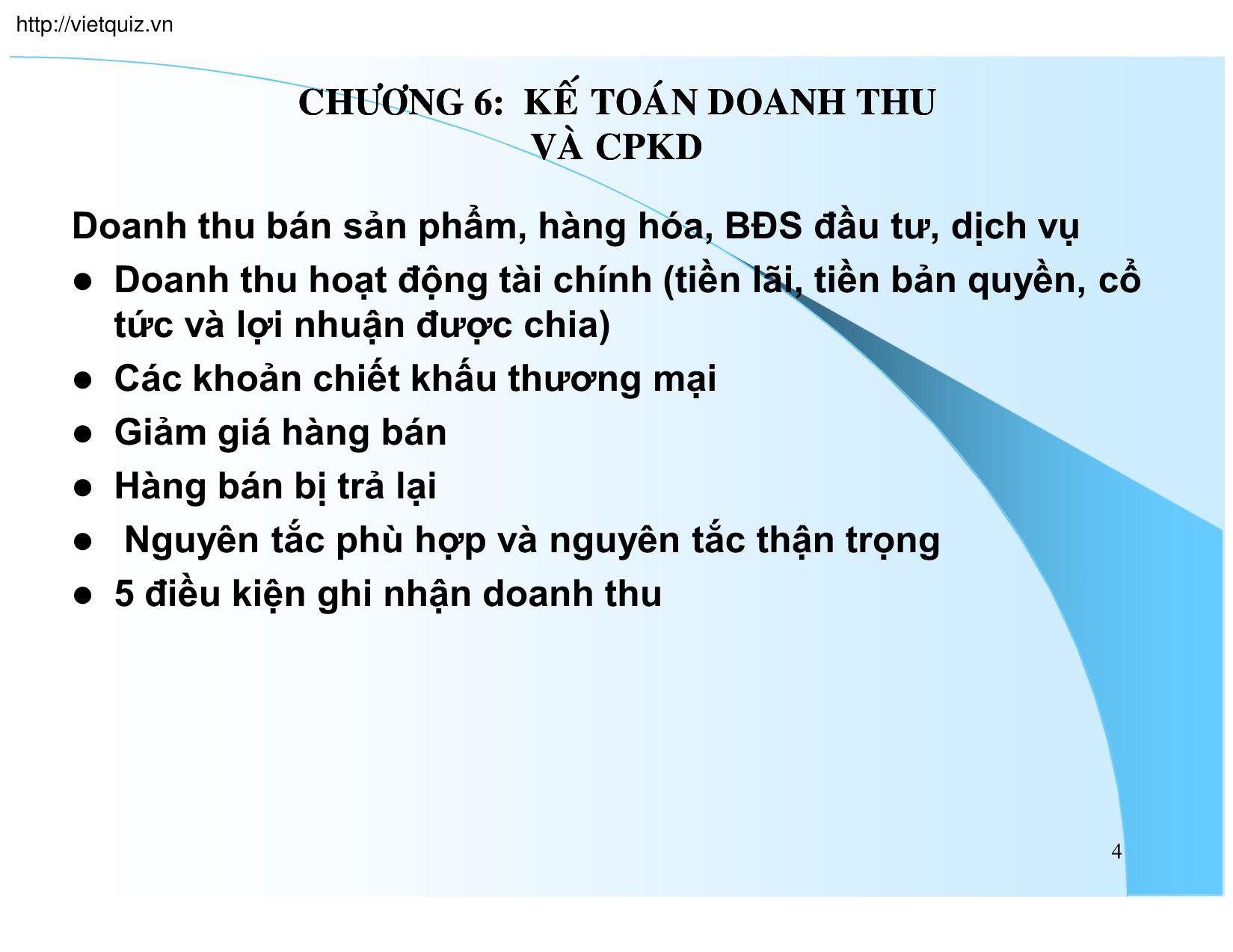 Bài giảng Kế toán doanh nghiệp - Chương 6: Kế toán doanh thu và chi phí kinh doanh trang 1