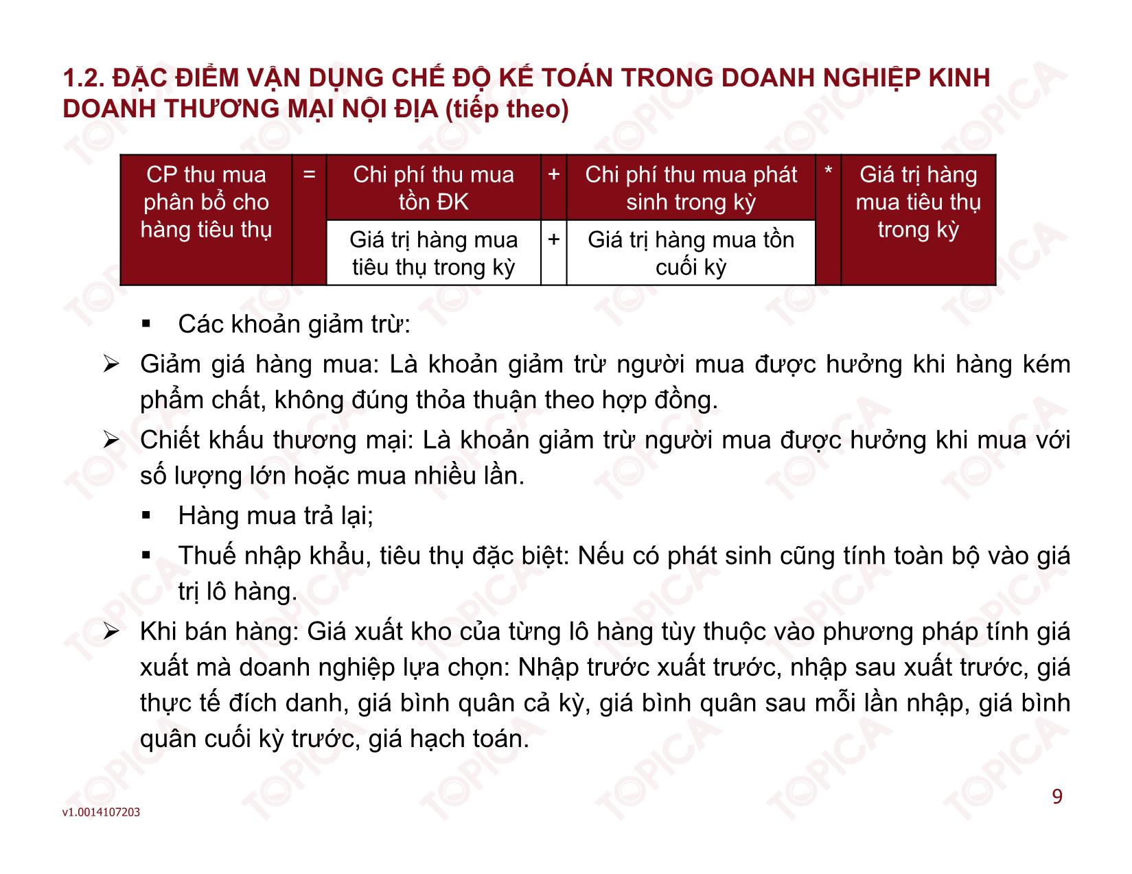 Bài giảng Kế toán doanh nghiệp thương mại - Bài 1: Kế toán trong các doanh nghiệp kinh doanh thương mại nội địa - Đoàn Thị Trúc Quỳnh trang 9