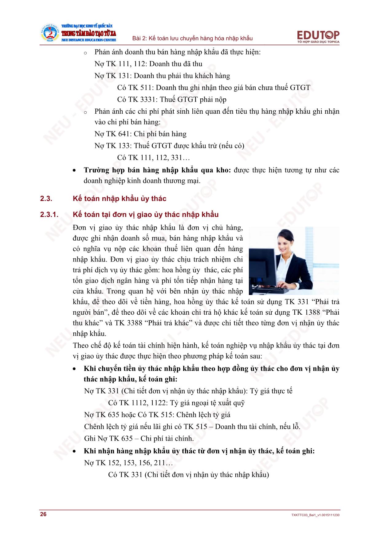 Bài giảng Kế toán doanh nghiệp thương mại - Bài 2: Kế toán lưu chuyển hàng hóa nhập khẩu trang 7