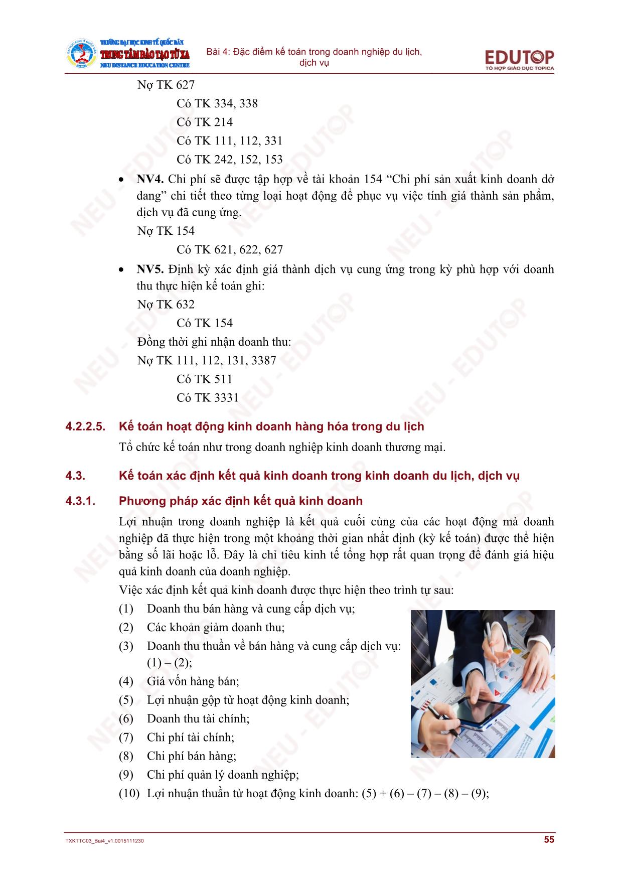 Bài giảng Kế toán doanh nghiệp thương mại - Bài 4: Đặc điểm kế toán trong doanh nghiệp du lịch, dịch vụ trang 9