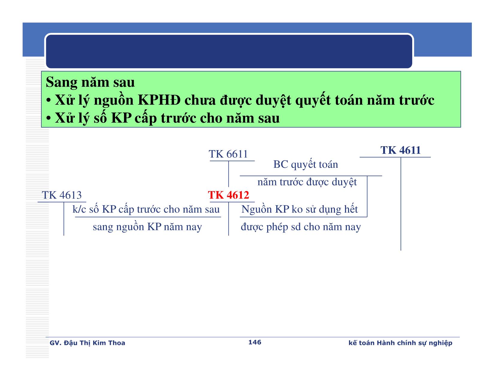 Bài giảng Kế toán hành chính sự nghiệp - Chương 6: Kế toán các hoạt động - Đậu Thị Kim Thoa trang 10