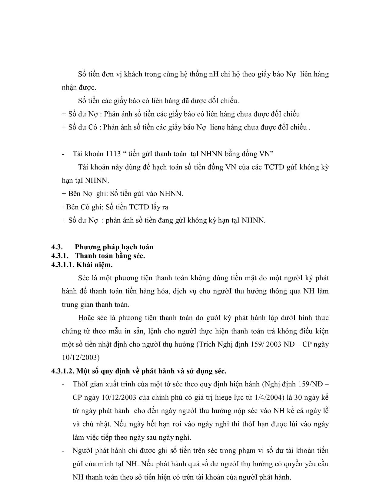 Bài giảng Kế toán ngân hàng - Chương IV: Kế toán nghiệp vụ thanh toán qua ngân hàng (Thanh toán không dùng tiền mặt) trang 6