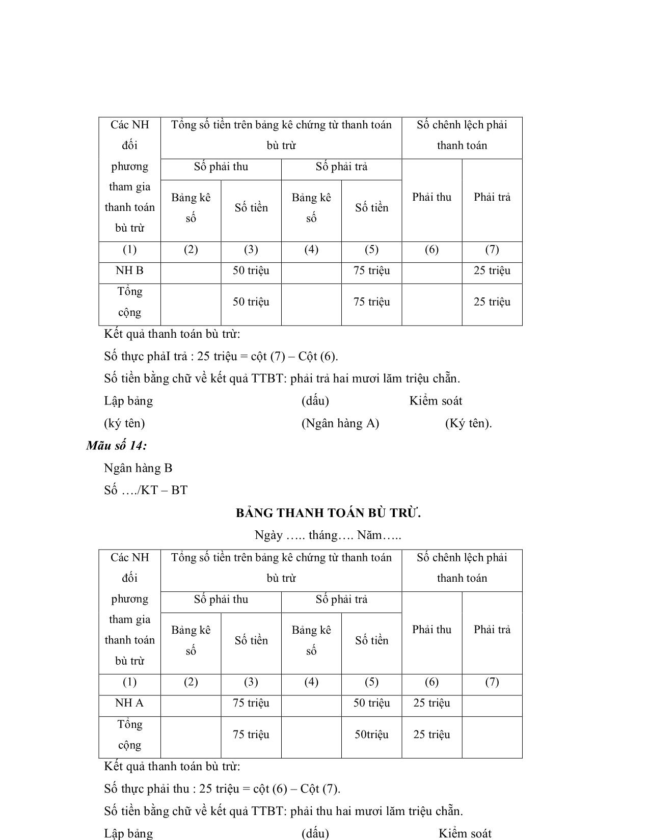 Bài giảng Kế toán ngân hàng - Chương V: Kế toán các nghiệp vụ thanh toán vốn giữa các ngân hàng trang 8