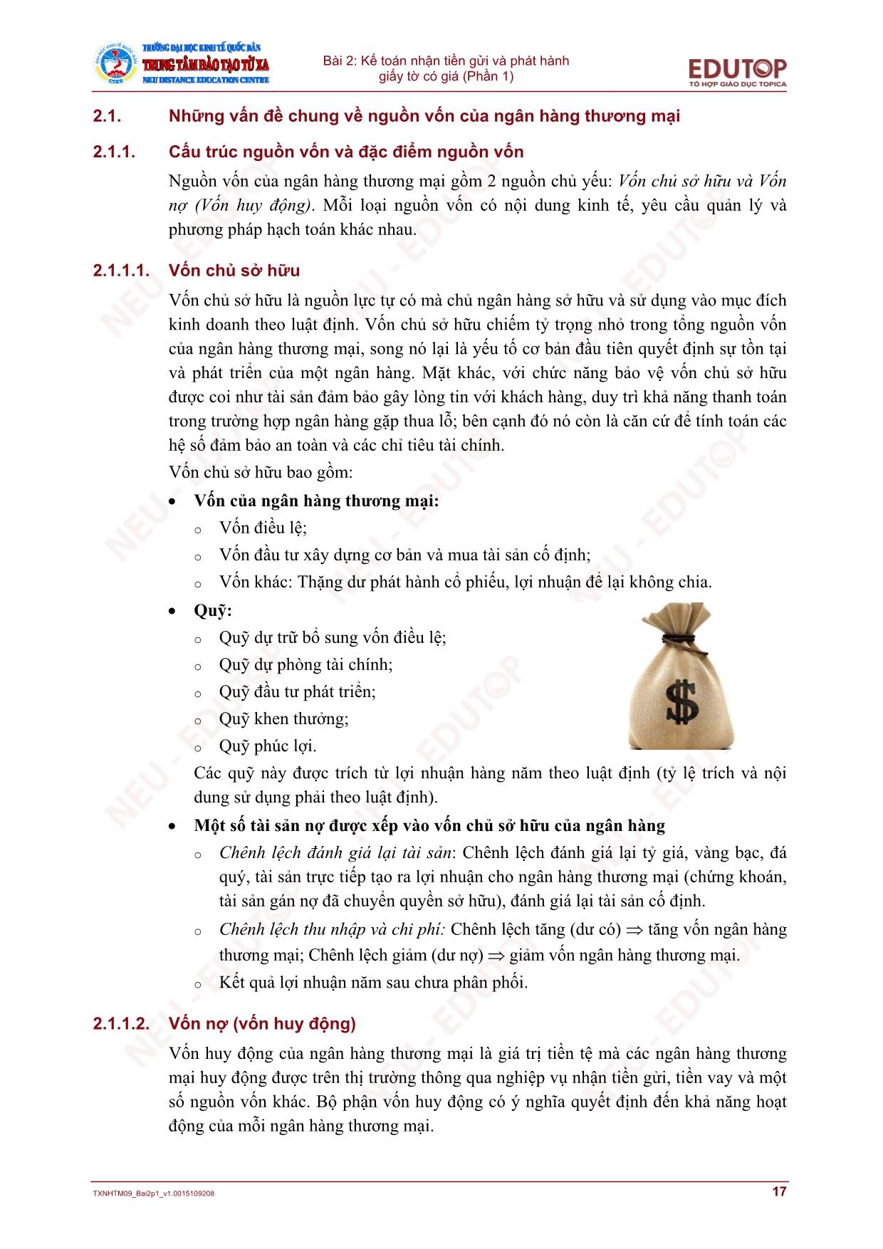 Bài giảng Kế toán ngân hàng thương mại - Bài 2: Kế toán nhận tiền gửi và phát hành giấy tờ có giá (Phần 1) trang 3