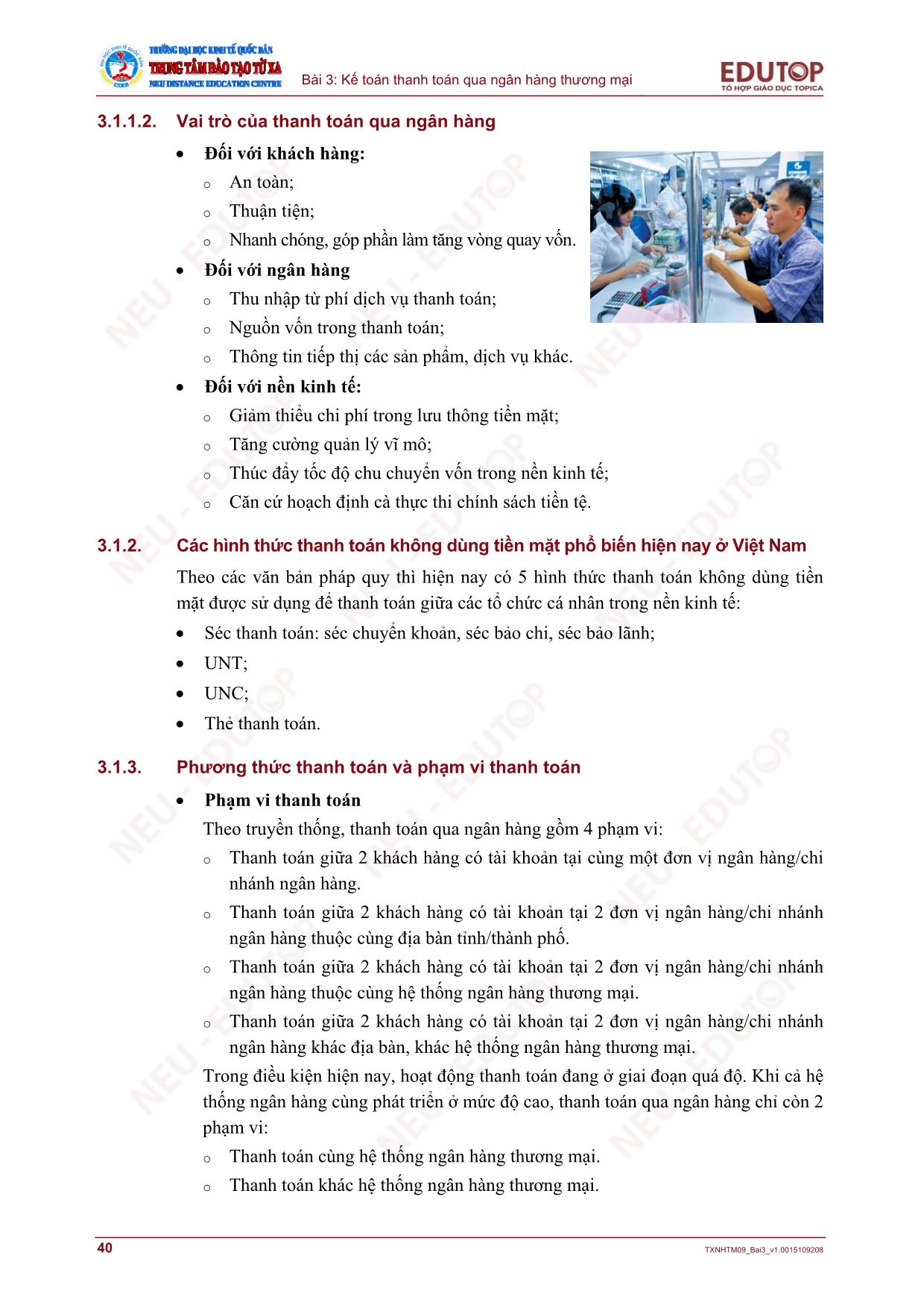 Bài giảng Kế toán ngân hàng thương mại - Bài 3: Kế toán thanh toán qua ngân hàng thương mại (Mới nhất) trang 4