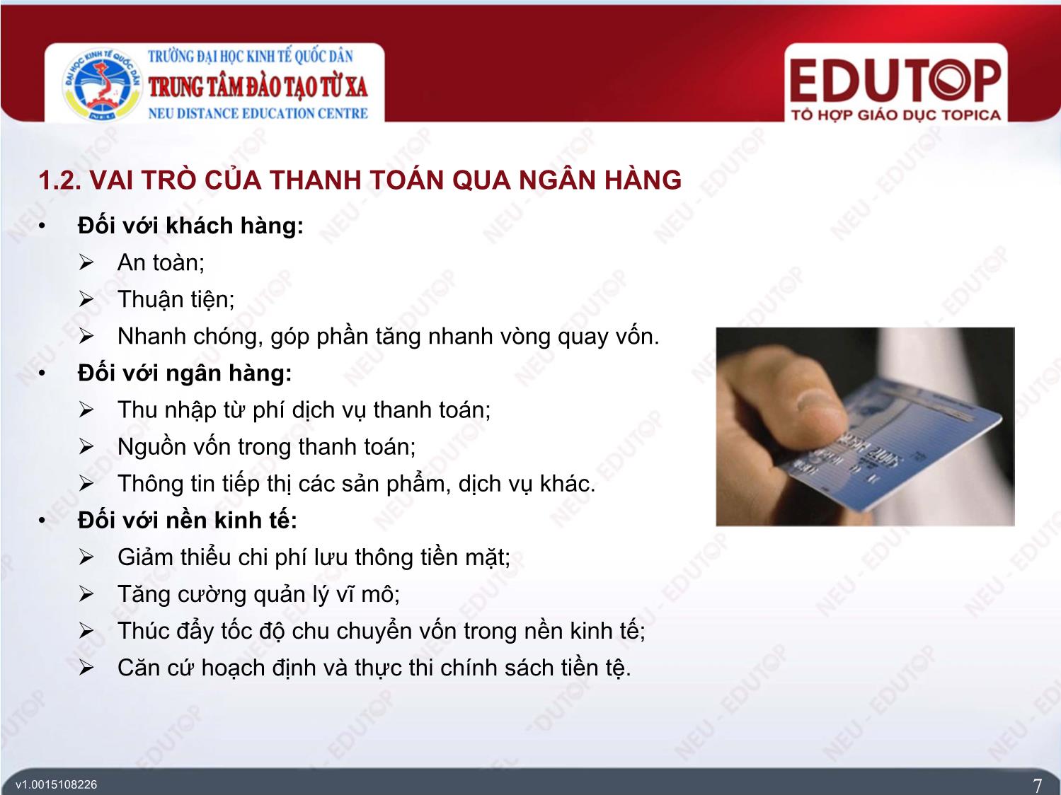 Bài giảng Kế toán ngân hàng thương mại - Bài 3: Kế toán thanh toán qua ngân hàng thương mại - Nguyễn Thị Ngọc Diệp trang 7