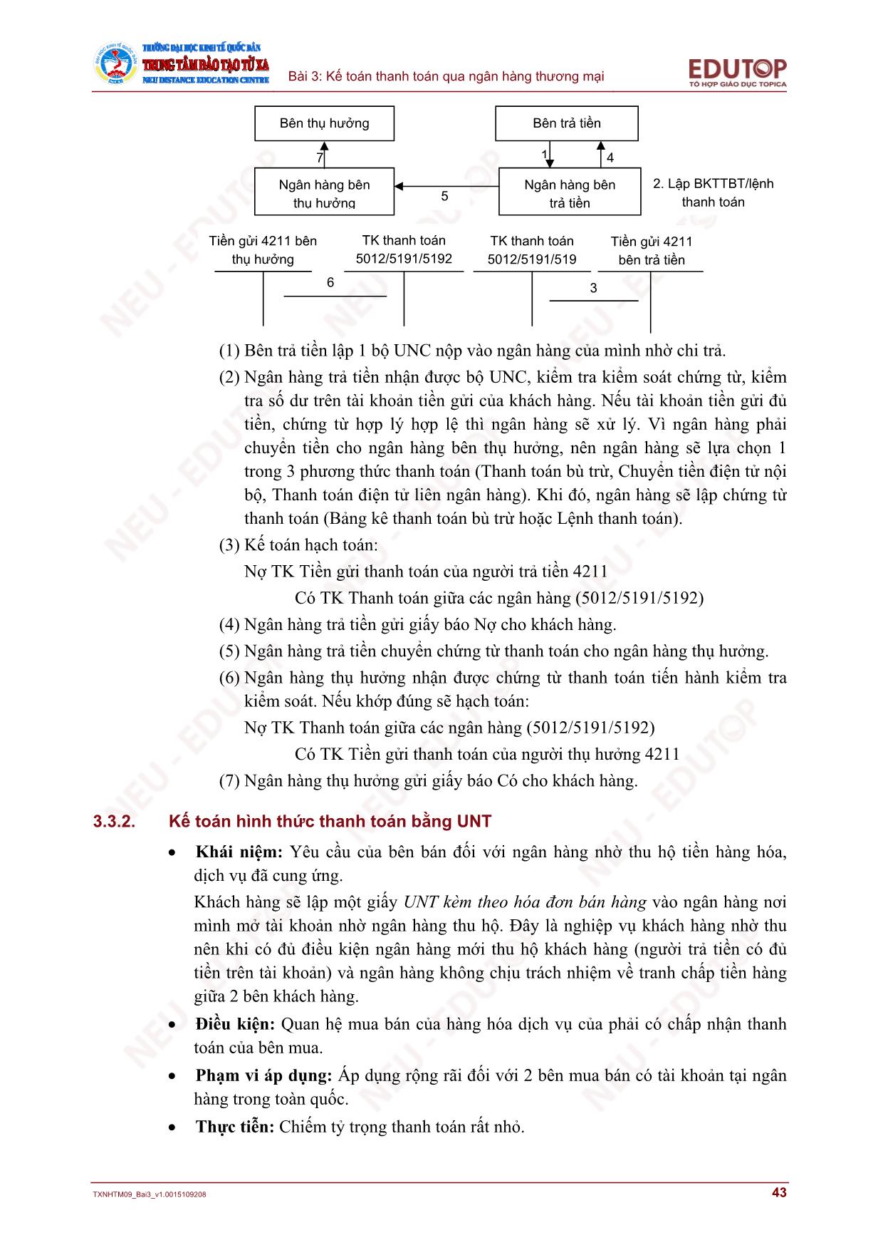 Bài giảng Kế toán ngân hàng thương mại - Bài 3: Kế toán thanh toán qua ngân hàng thương mại (Mới nhất) trang 7