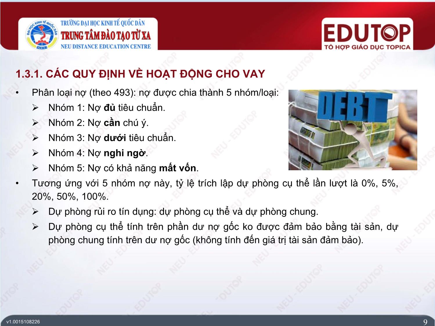 Bài giảng Kế toán ngân hàng thương mại - Bài 4: Kế toán nghiệp vụ cho vay của ngân hàng thương mại - Nguyễn Thị Ngọc Diệp trang 9