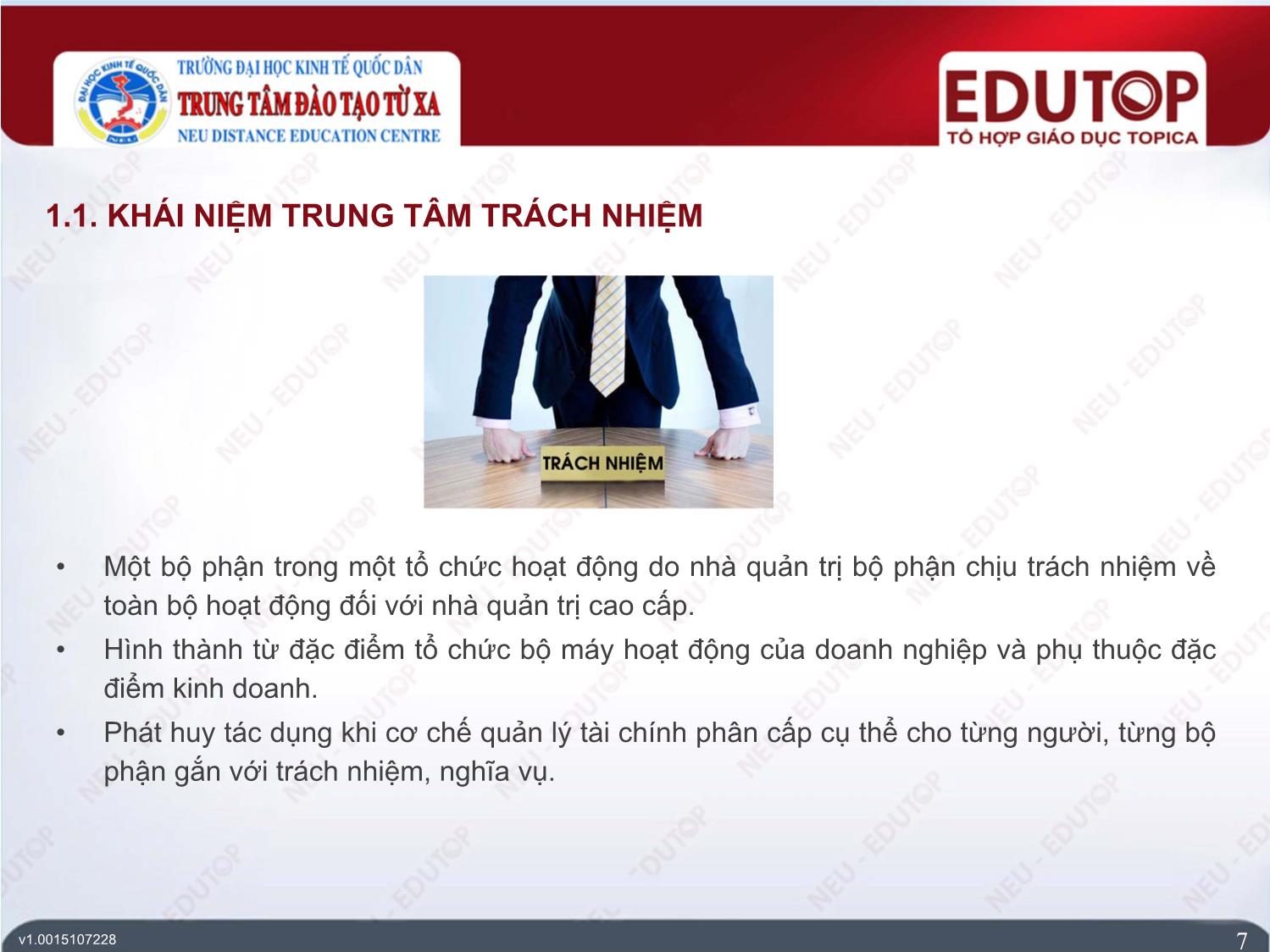 Bài giảng Kế toán quản trị 2 - Bài 6: Kế toán trách nhiệm - Trần Trung Tuấn trang 7