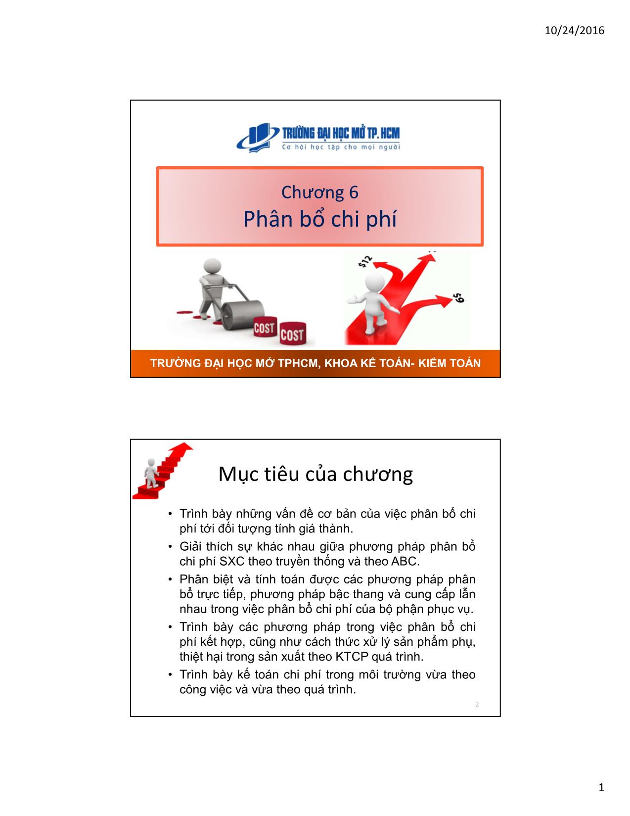 Bài giảng Kế toán quản trị - Chương 6: Phân bổ chi phí - Hoàng Huy Cường trang 1