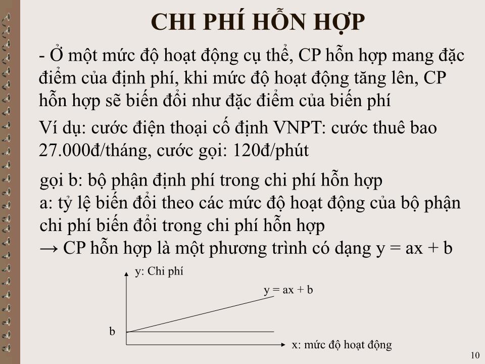 Bài giảng Kế toán quản trị - Chương II: Chi phí và phân loại chi phí trang 10