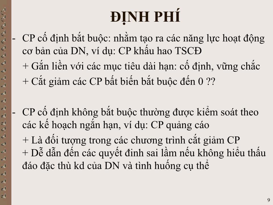 Bài giảng Kế toán quản trị - Chương II: Chi phí và phân loại chi phí trang 9