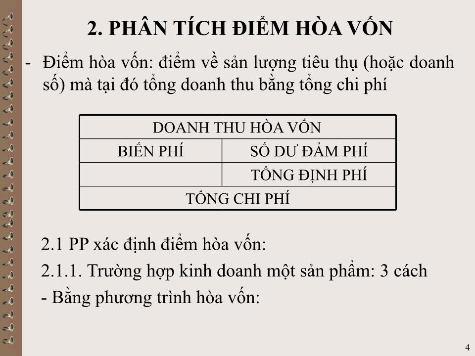 Bài giảng Kế toán quản trị - Chương VI: Phân tích mối quan hệ chi phí – sản lượng – lợi nhuận (CVP) trang 4