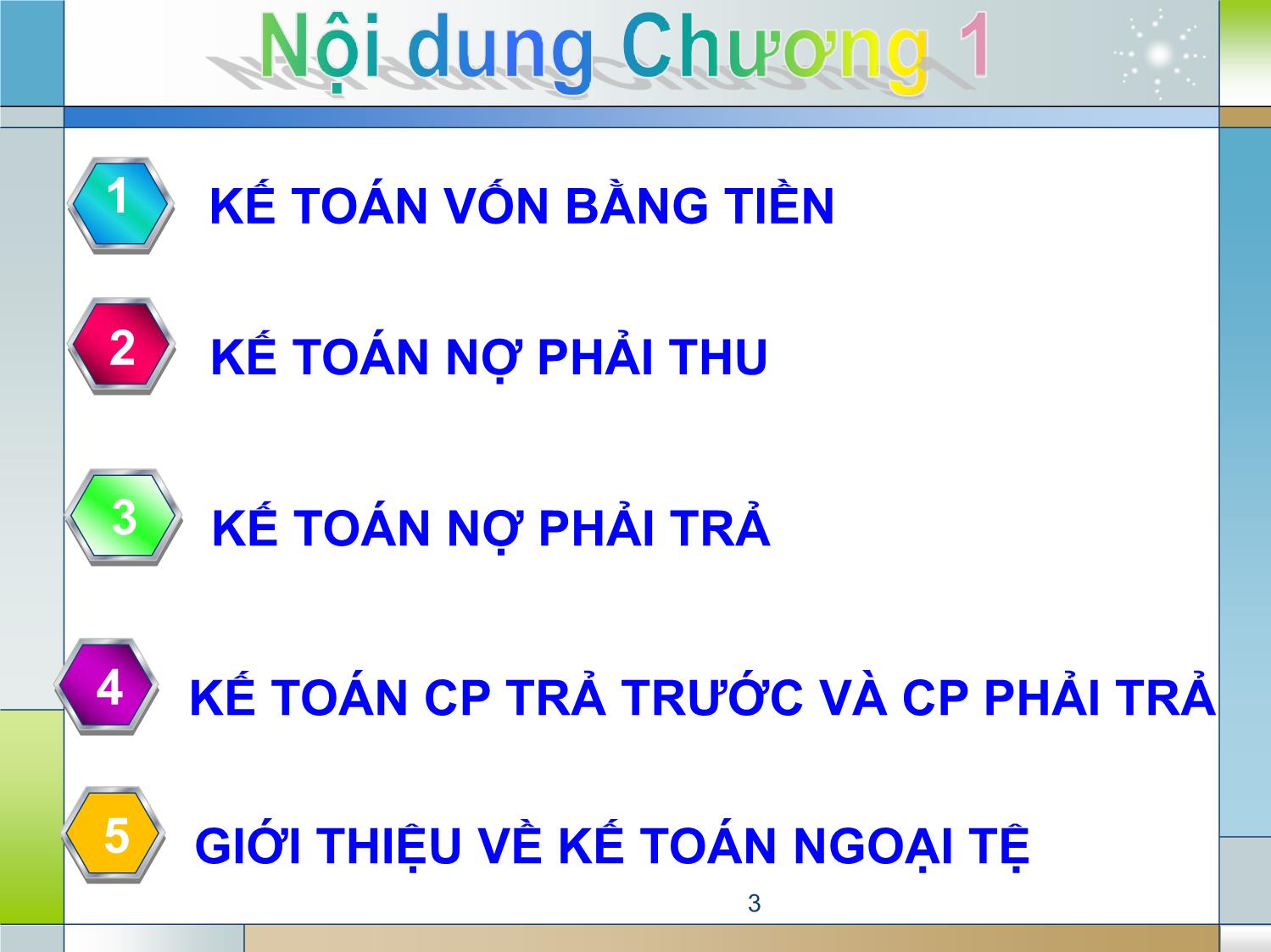 Bài giảng Kế toán tài chính 1 - Chương 1: Kế toán vốn bằng tiền và các khoản thanh toán (Accounting for cash, Receivables and payables) trang 3