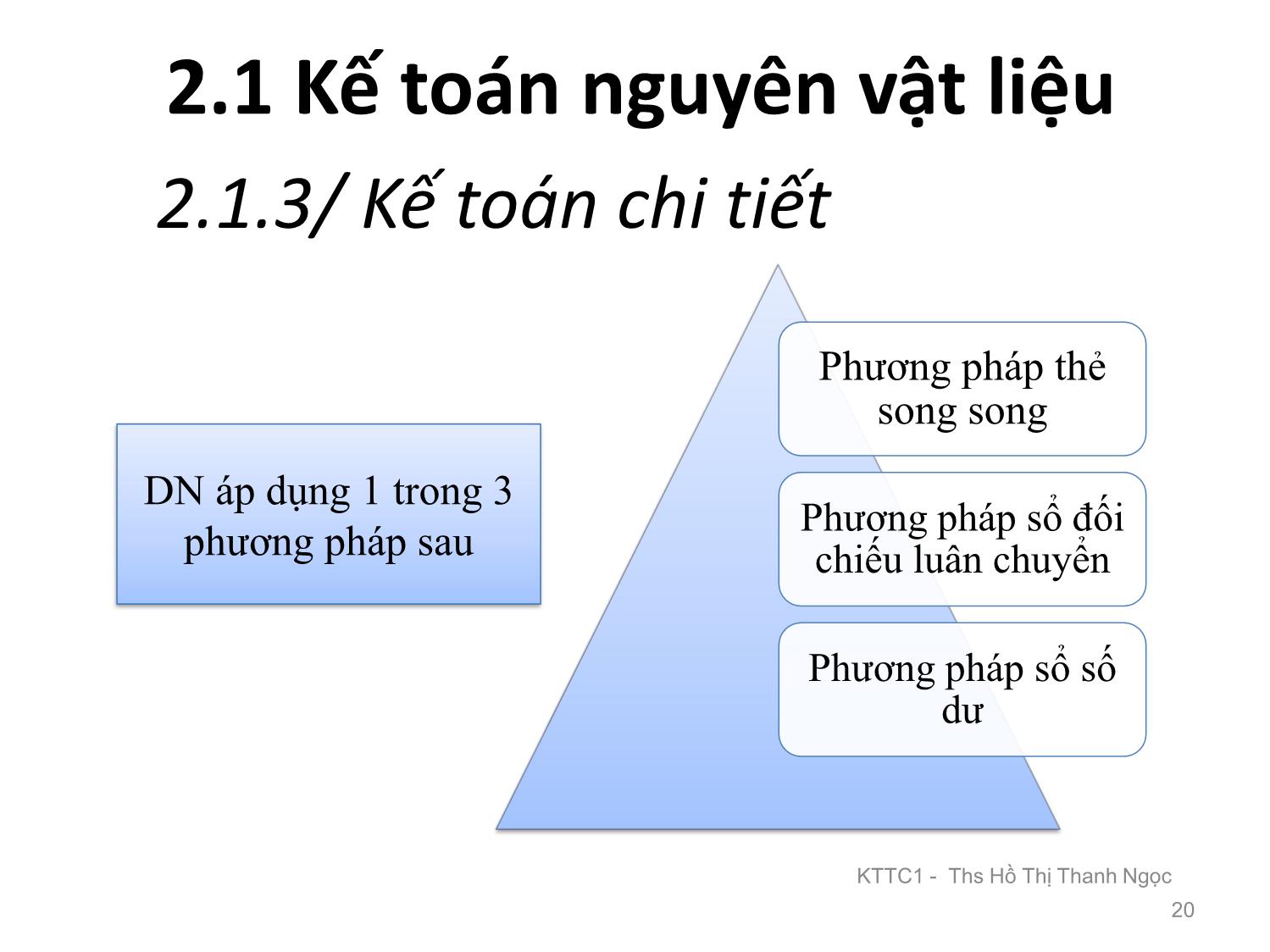 Bài giảng Kế toán tài chính 1 - Chương 2: Kế toán nguyên vật liệu và công cụ dụng cụ - Hồ Thị Thanh Ngọc trang 9