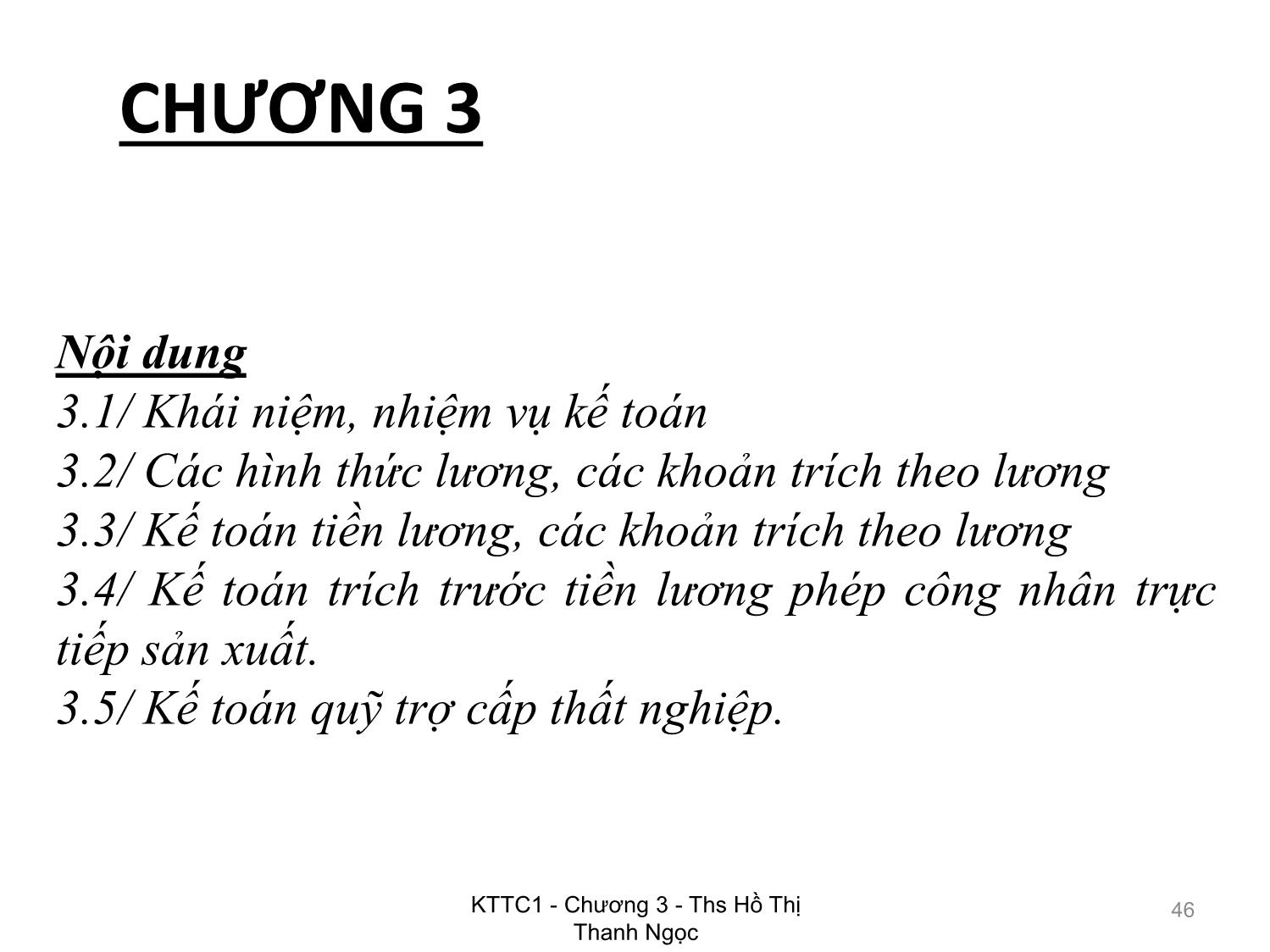 Bài giảng Kế toán tài chính 1 - Chương 3: Kế toán lao động tiền lương - Hồ Thị Thanh Ngọc trang 2