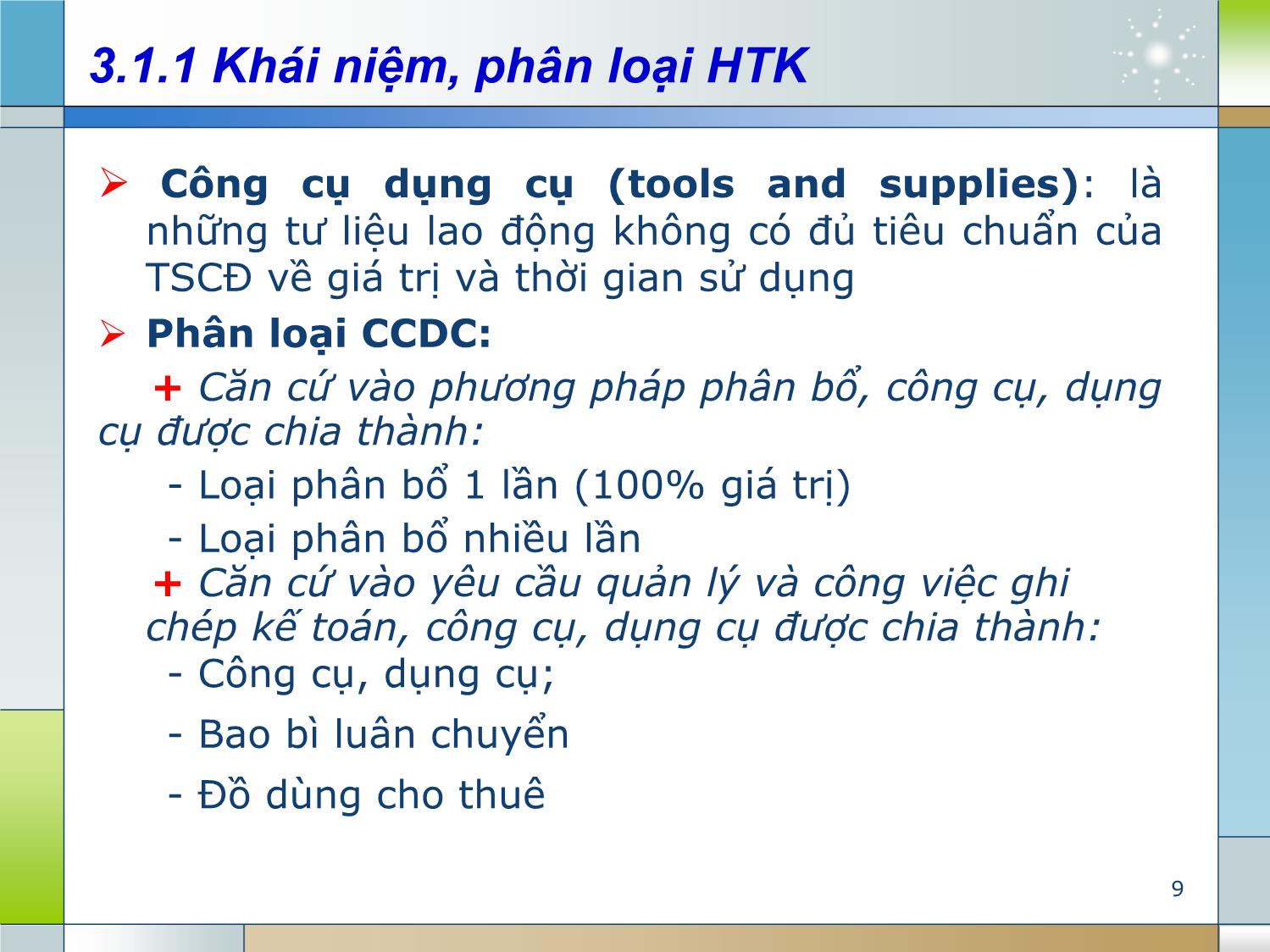 Bài giảng Kế toán tài chính 1 - Chương 3: Kế toán nguyên vật liệu, công cụ dụng cụ (Accounting for inventory) trang 9