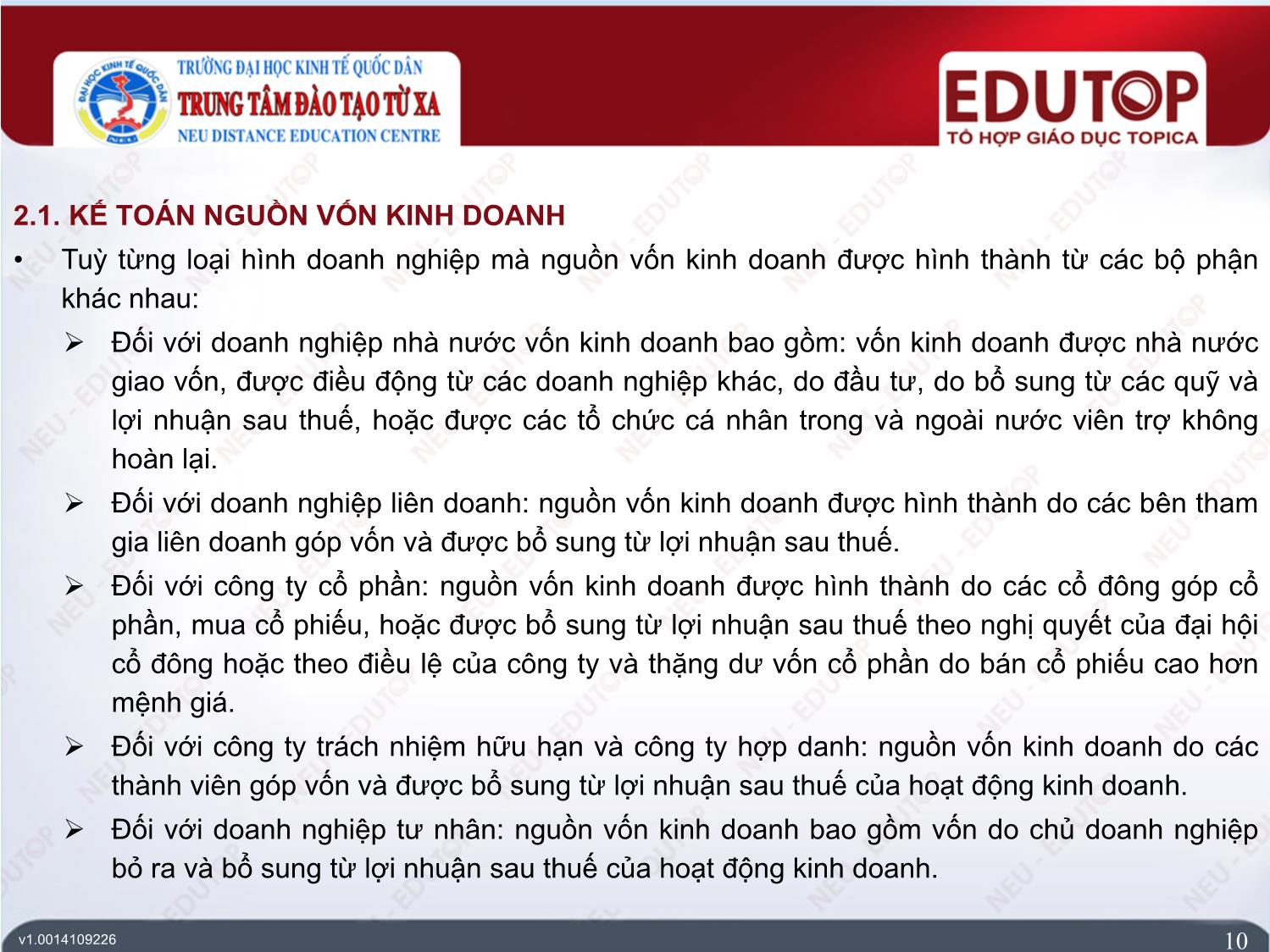 Bài giảng Kế toán tài chính 2 - Bài 4: Kế toán nguồn vốn chủ sở hữu - Phí Văn Trọng trang 10